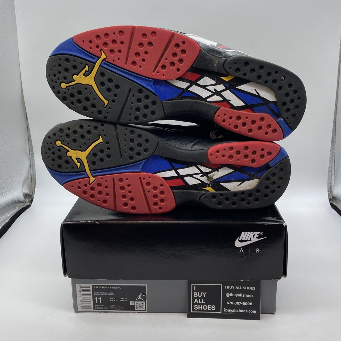Size 11 - Jordan 8 Retro Mid Playoff Black Red White Suede (305381-062)