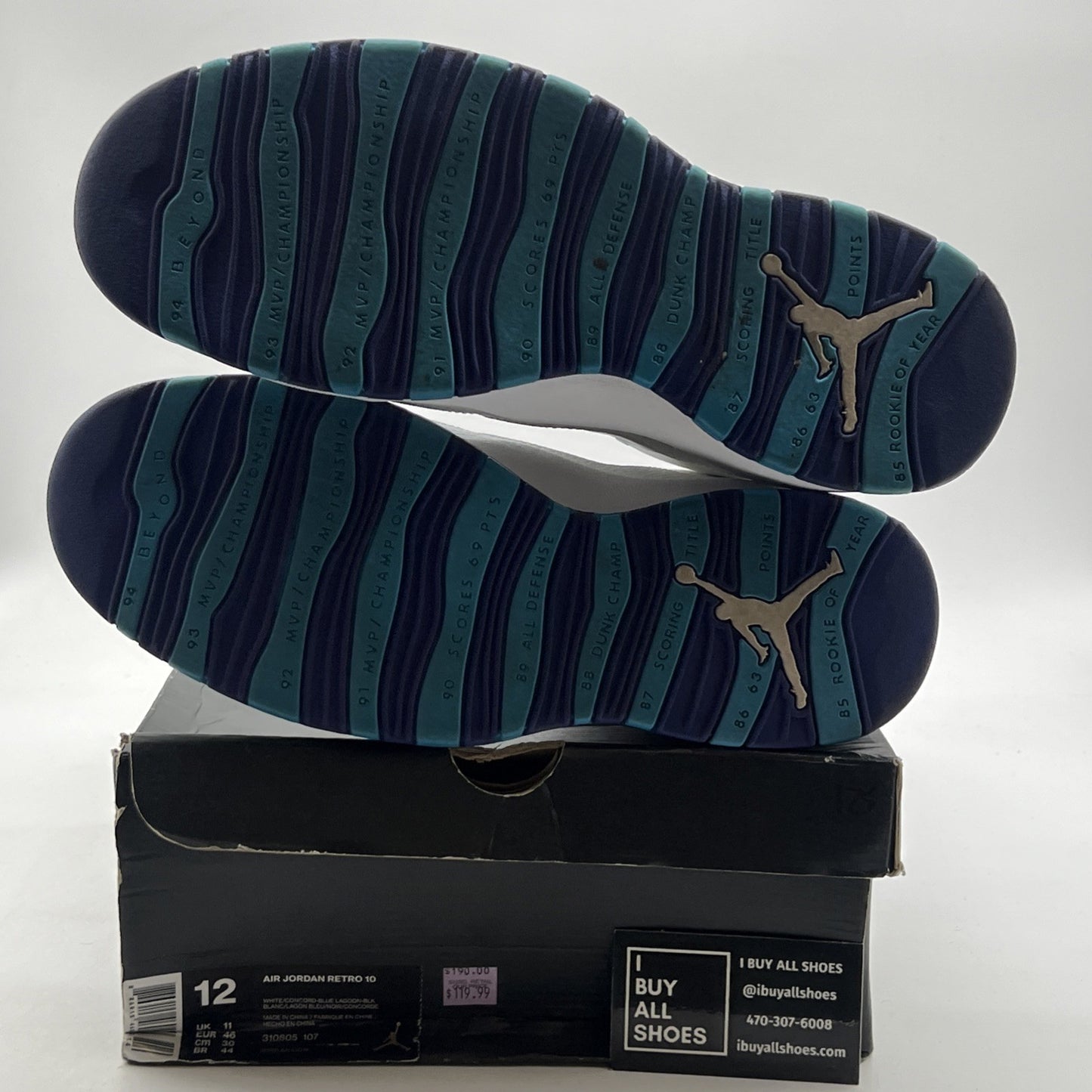 Size 12 - Air Jordan 10 Retro Charlotte Hornets (310805-107)