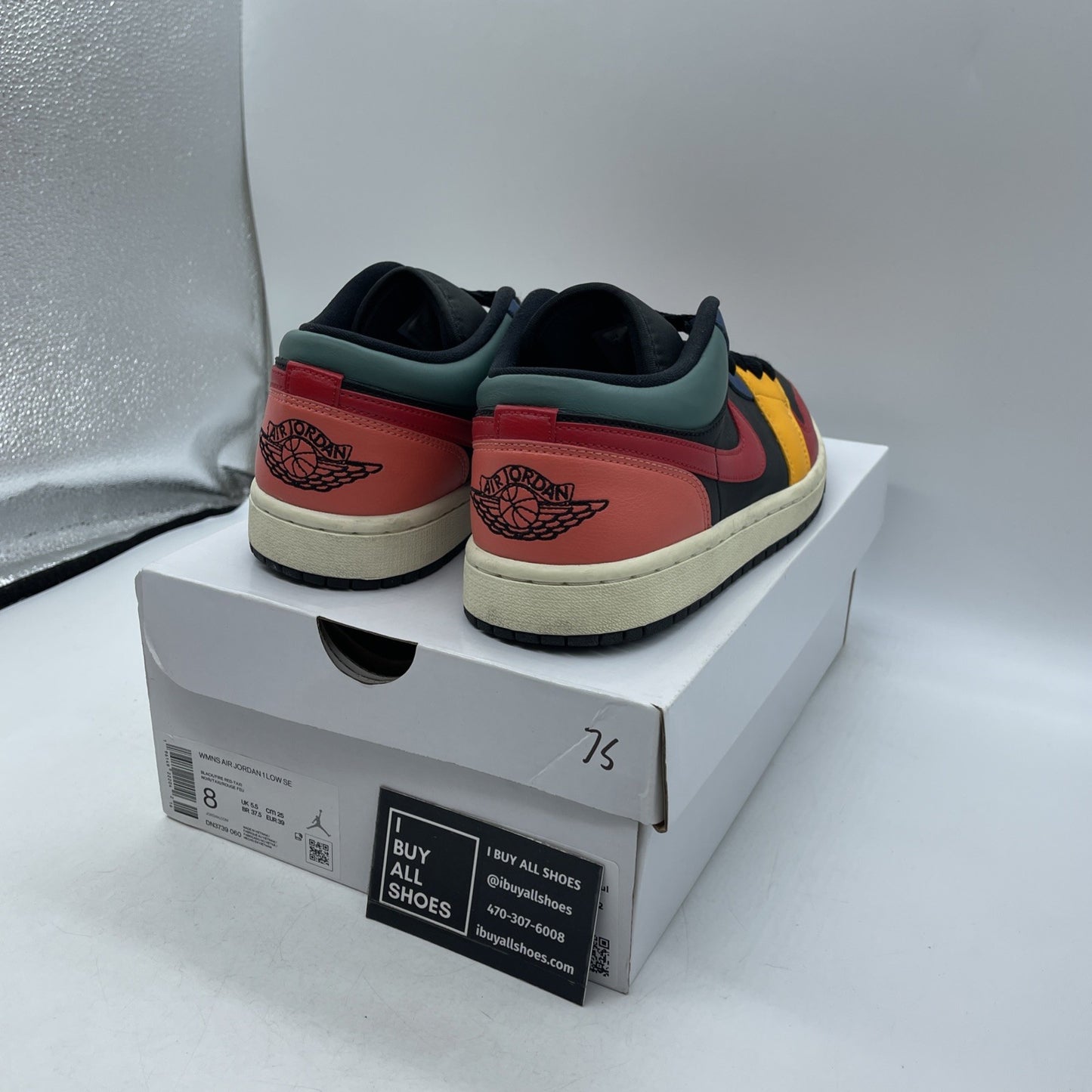 Size 8W - Air Jordan 1 SE Low Black Multi-Color (DN2739-060)