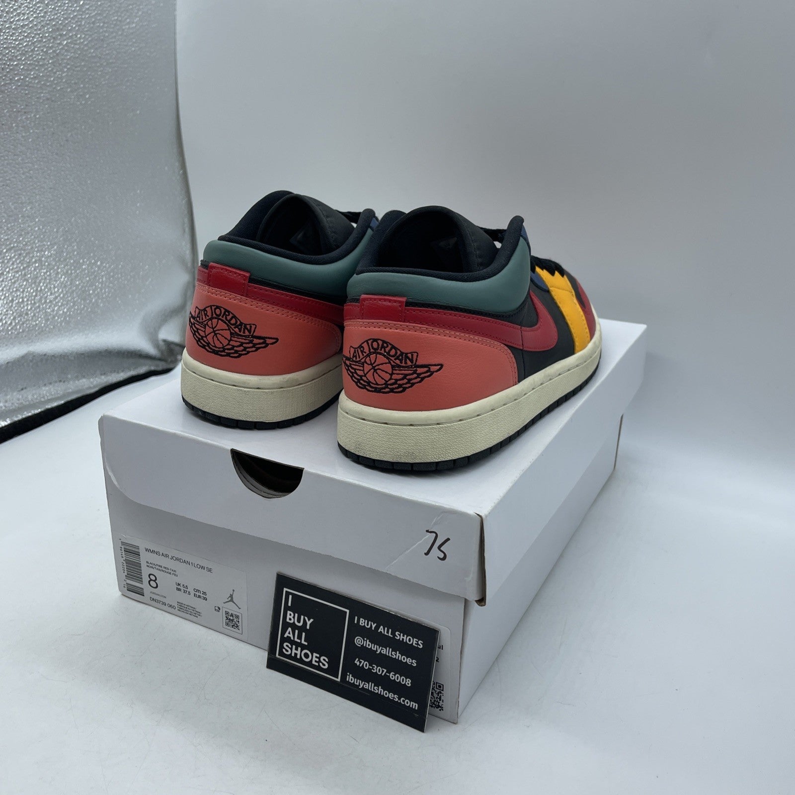 Size 8W - Air Jordan 1 SE Low Black Multi-Color (DN2739-060)