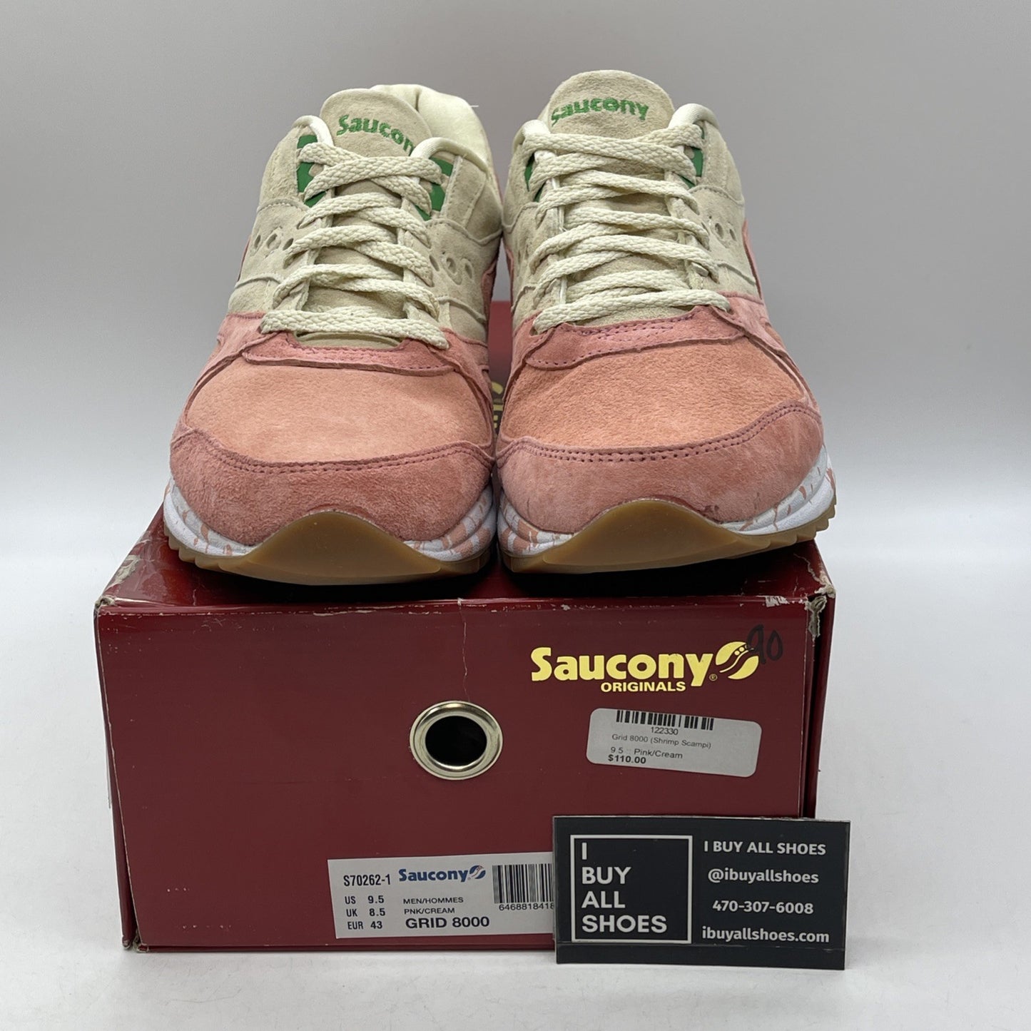 Size 9.5 - Saucony Grid 8000 Shrimp Scampi Pink Brown Suede (S70262-1)