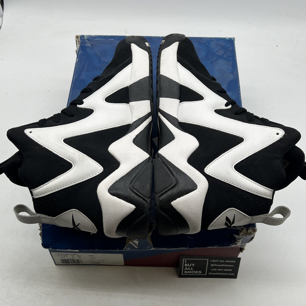 Size 11.5 - Reebok Kamikaze 2 Retro 2013 Black White (V44405)