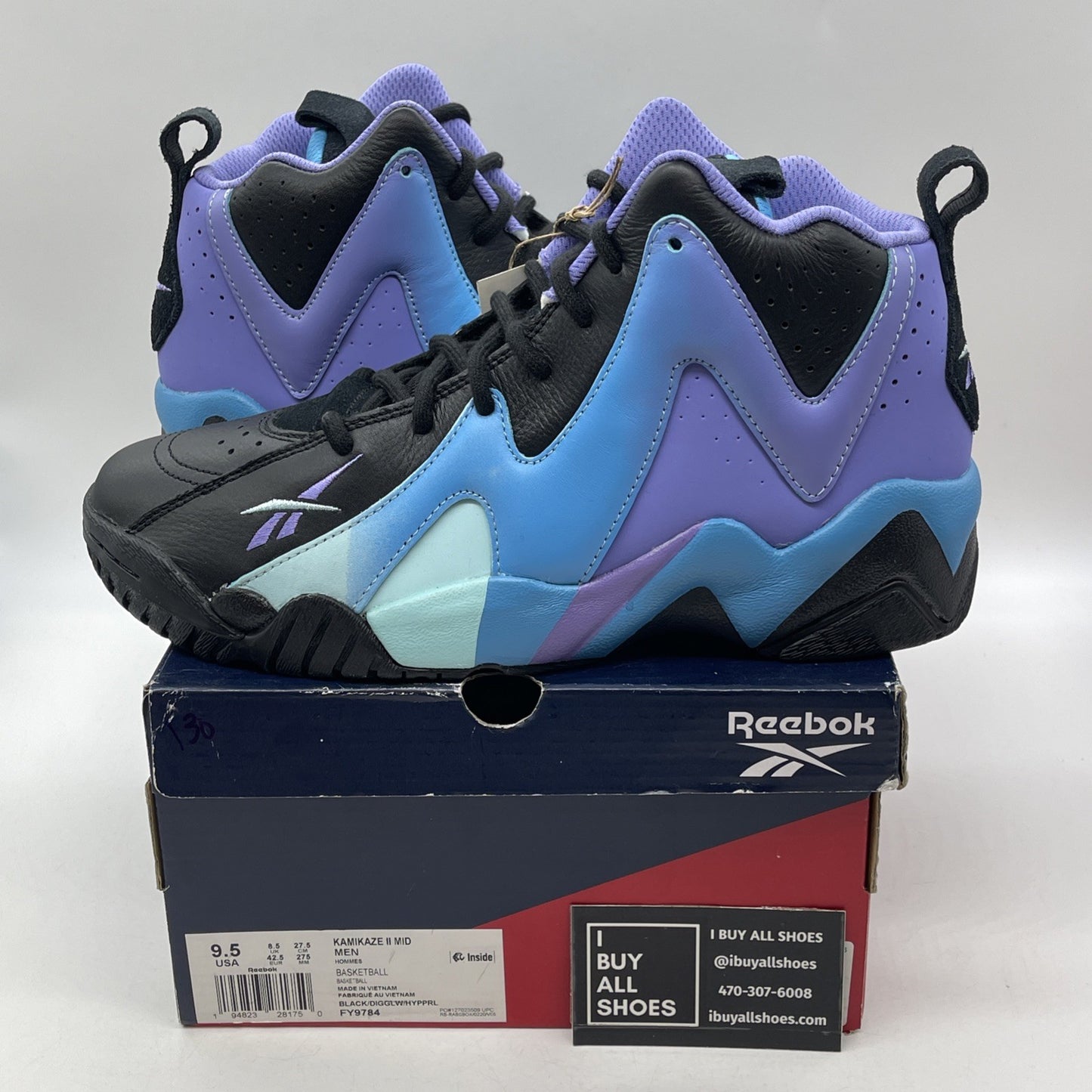 Size 9.5 - Reebok Kamikaze 2 Mid Ombre Pack - Digital Glow Purple (FY9784)