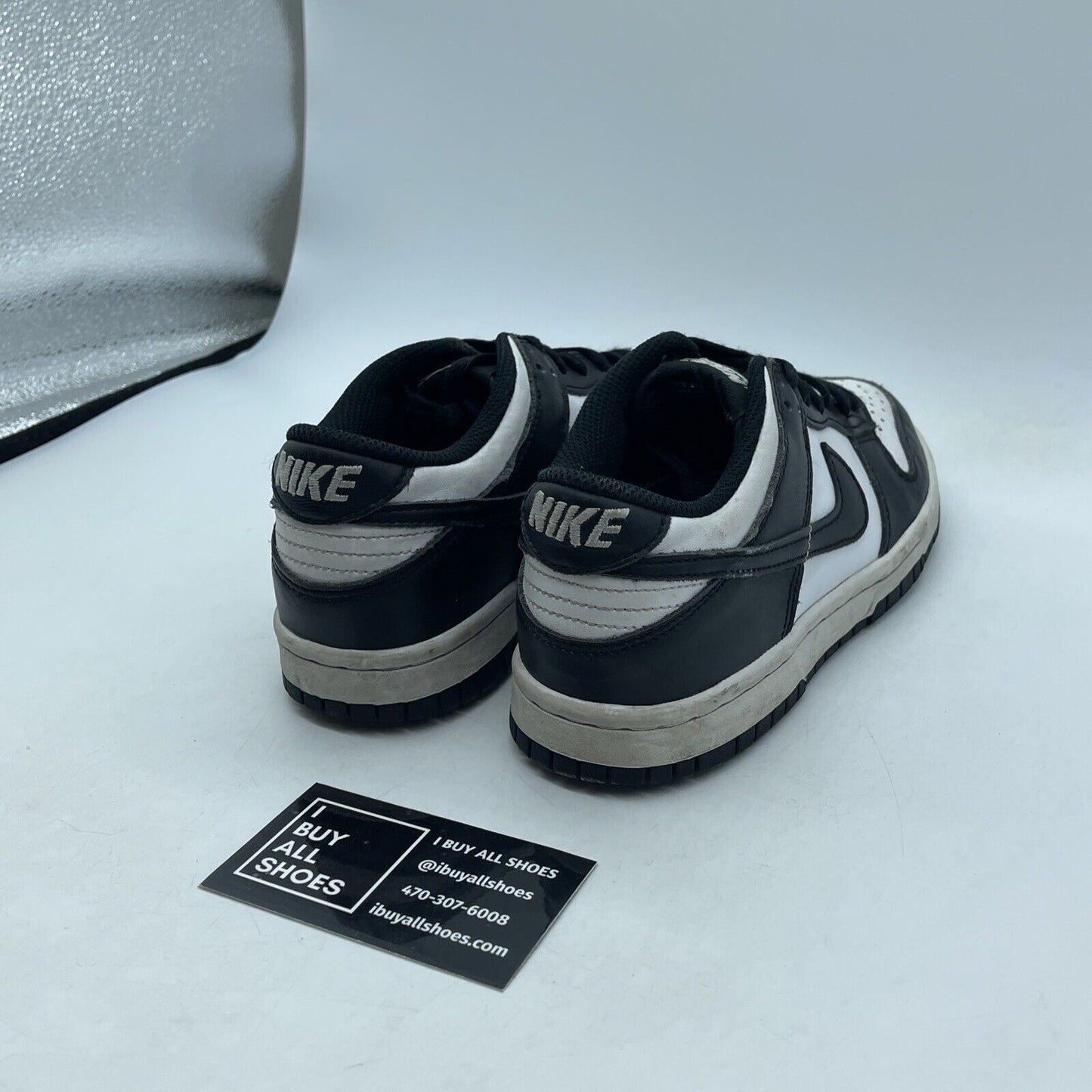 Size 4Y - Dunk Low GS Black white Leather Suede  (CW1590-100)