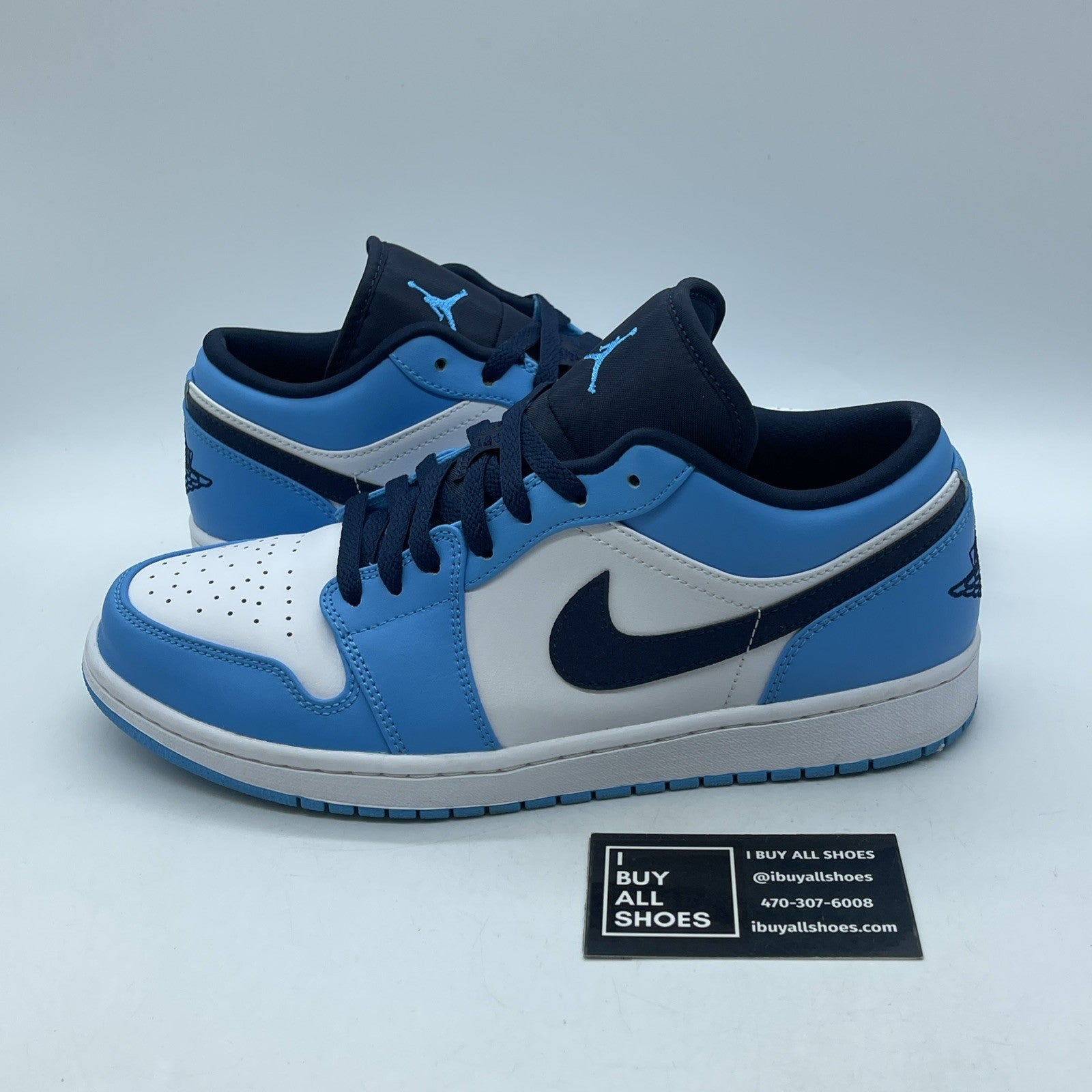 Size 10 - Air Jordan 1 Low UNC 2021 Black University Blue White (553558-144)