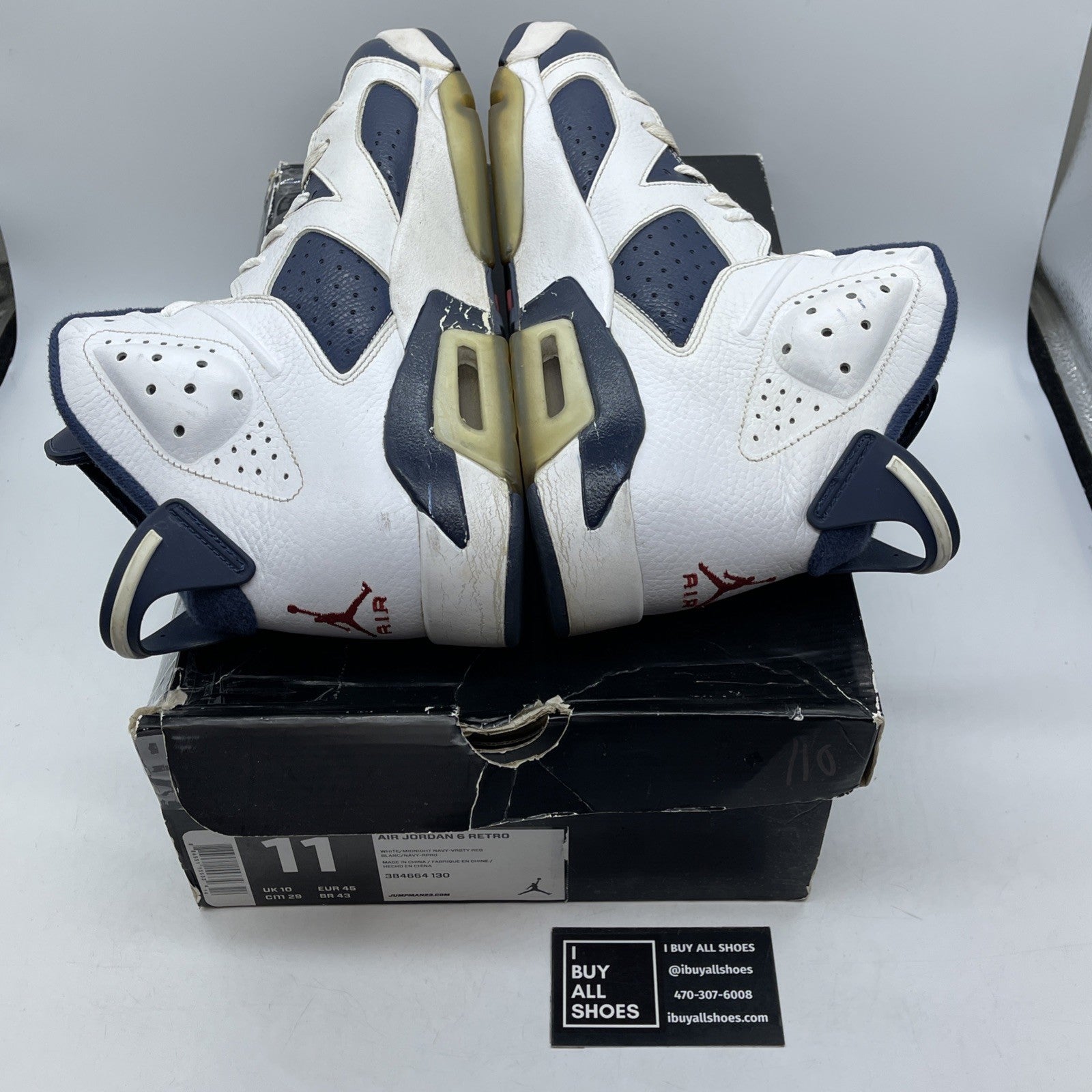 Size 11 - Air Jordan 6 Retro 2012 Olympic Blue White Leather (384664-130)