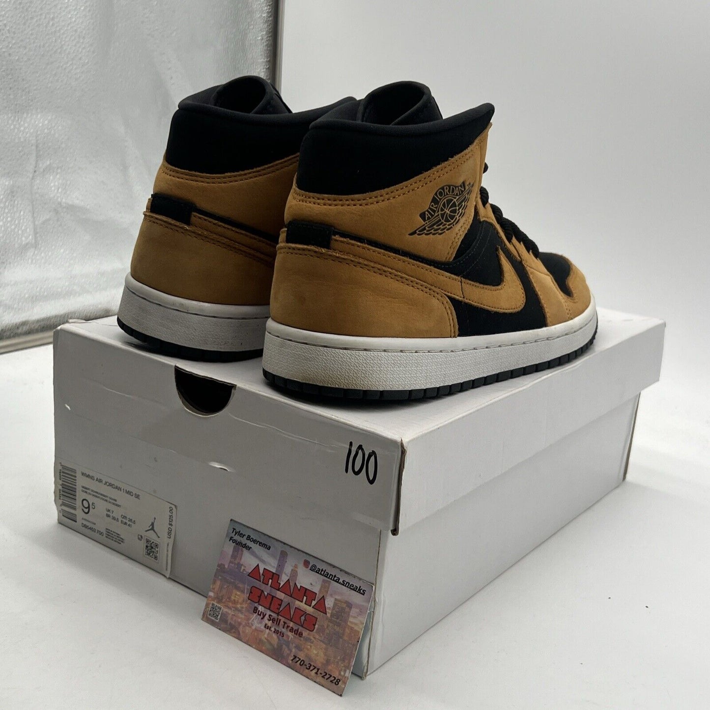 Size 9.5 - Air Jordan 1 SE Mid Desert Ochre W Black Suede White (DB5453-700