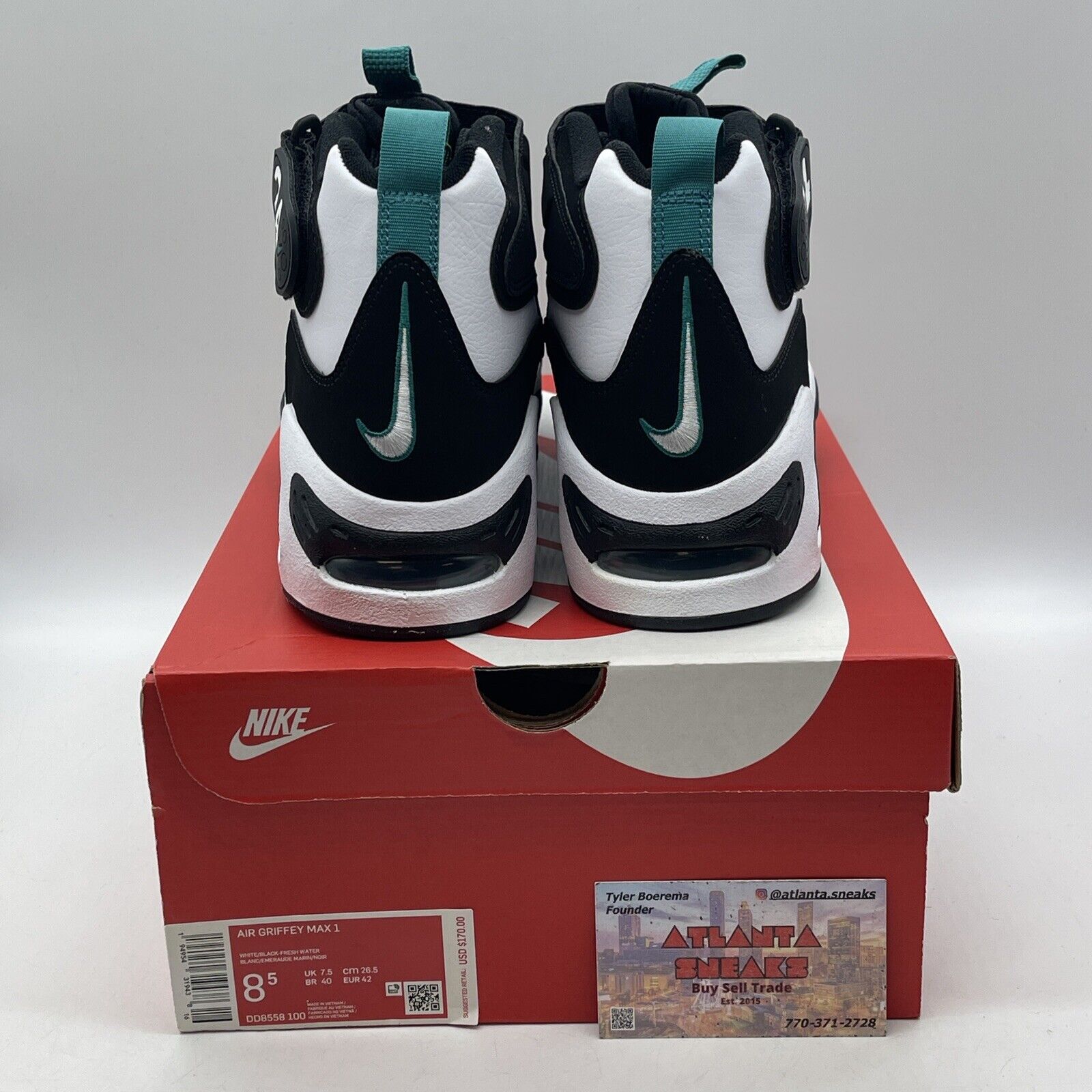 Size 8.5 - Nike Air Griffey Max 1 2021 Freshwater Black Suede White (DD8558-100)