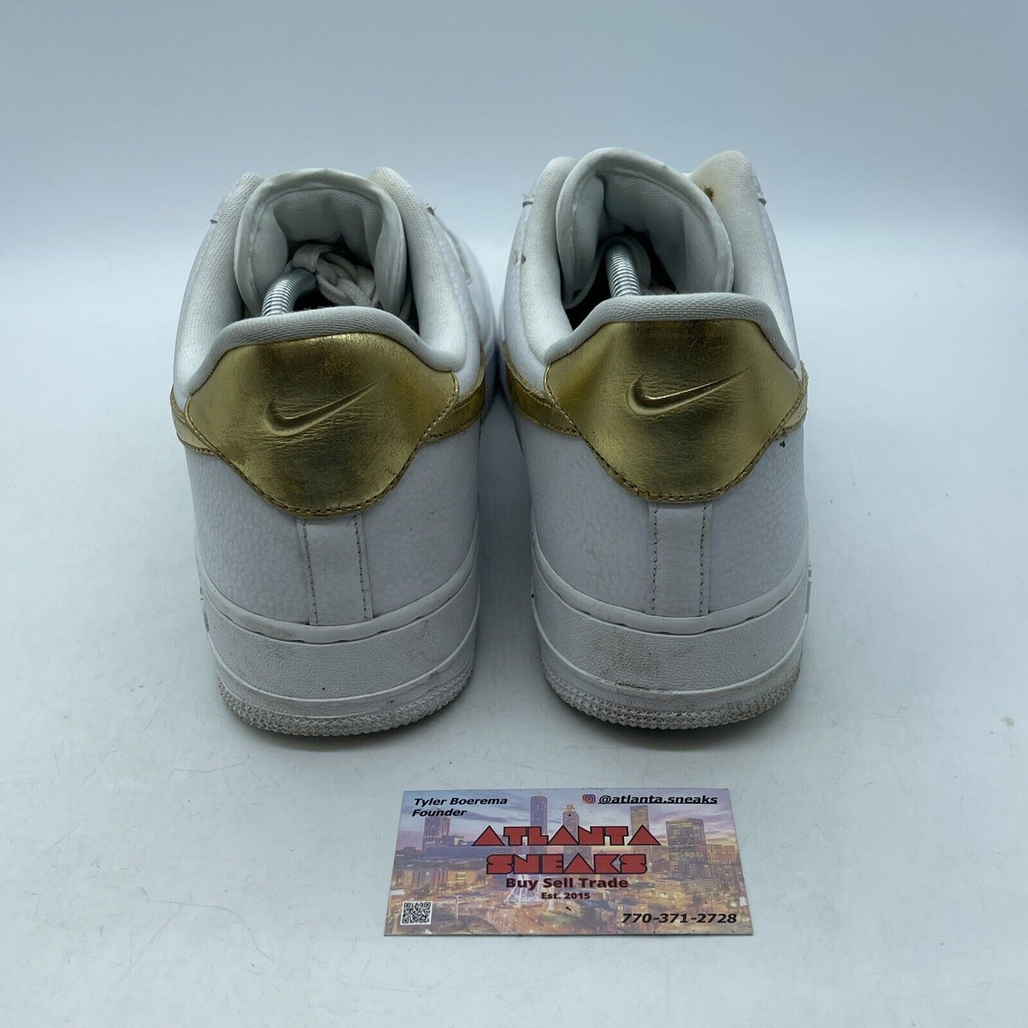 Size 12 - Nike Air Force 1 '07 LV8 Gold Foil Swoosh White Leather (DC2181-100)