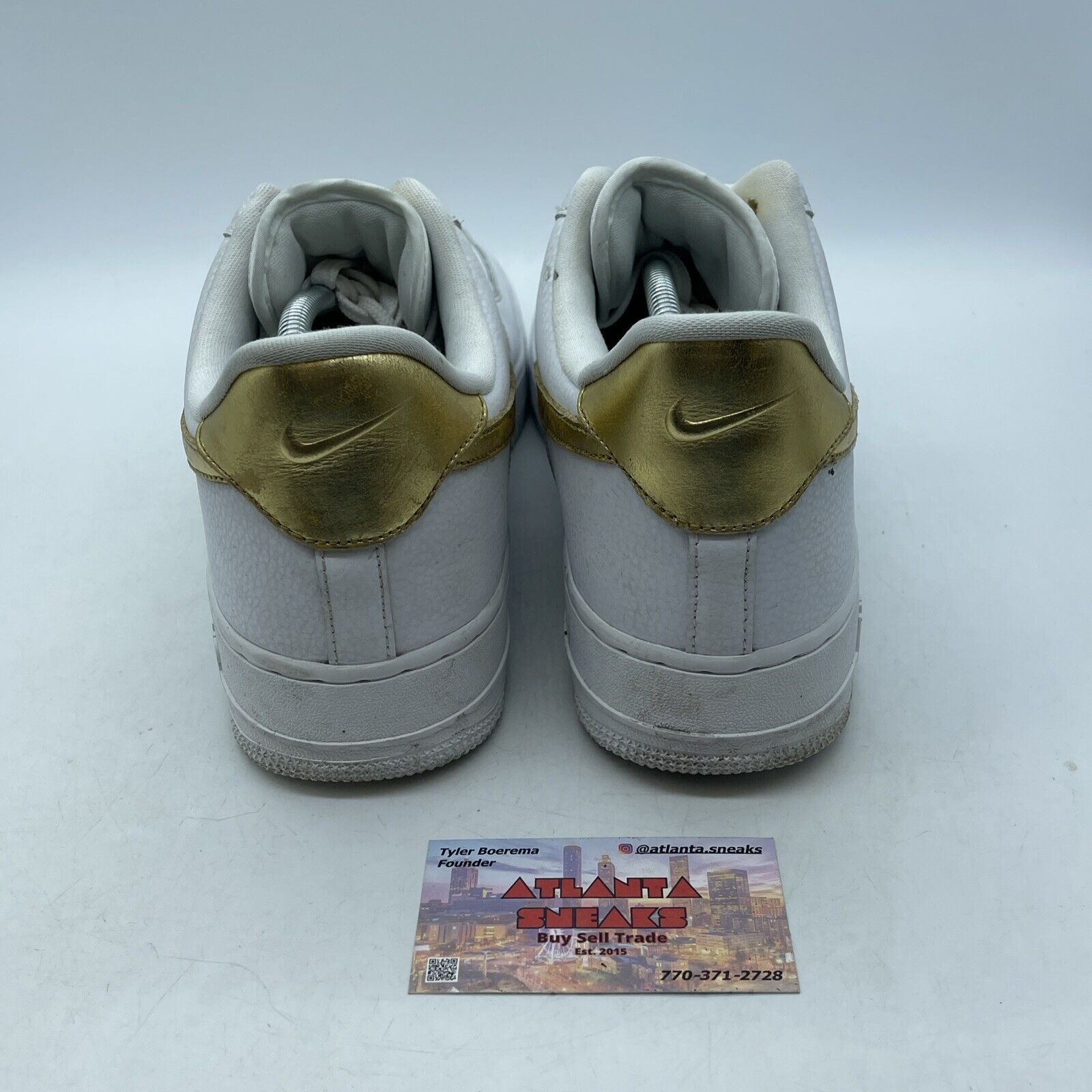 Size 12 - Nike Air Force 1 '07 LV8 Gold Foil Swoosh White Leather (DC2181-100)