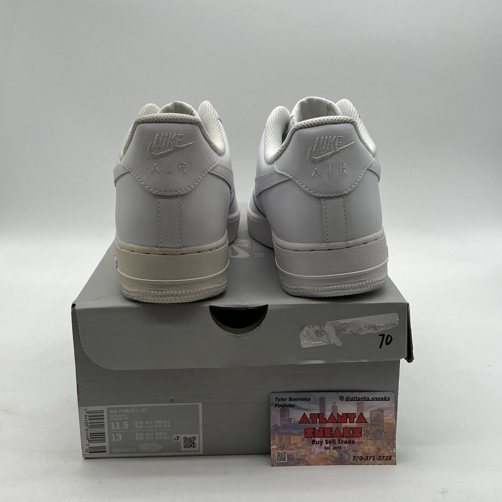 Size 11.5 - Nike Air Force 1 '07 Low Triple White (CW2288-111)