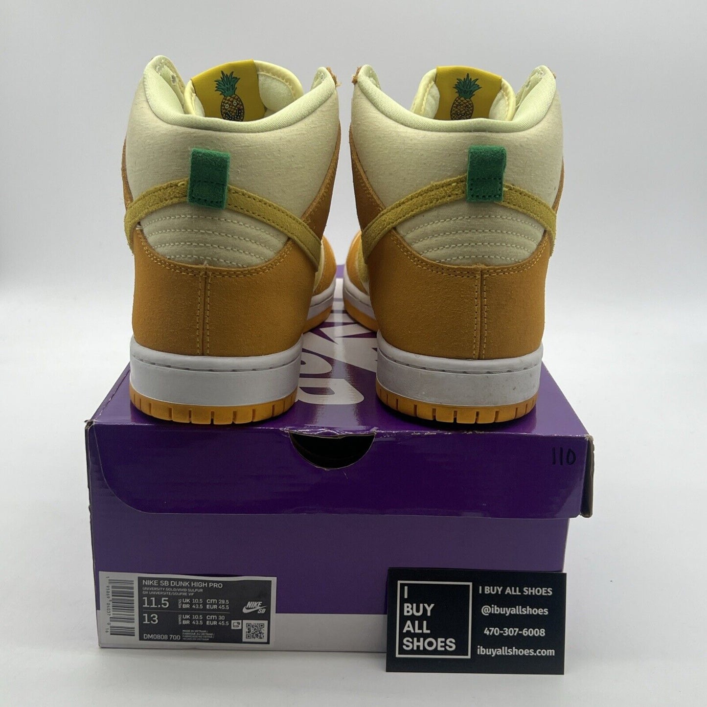 Size 11.5 - Nike Dunk SB High Fruity Pack - Pineapple (DM0808-700)
