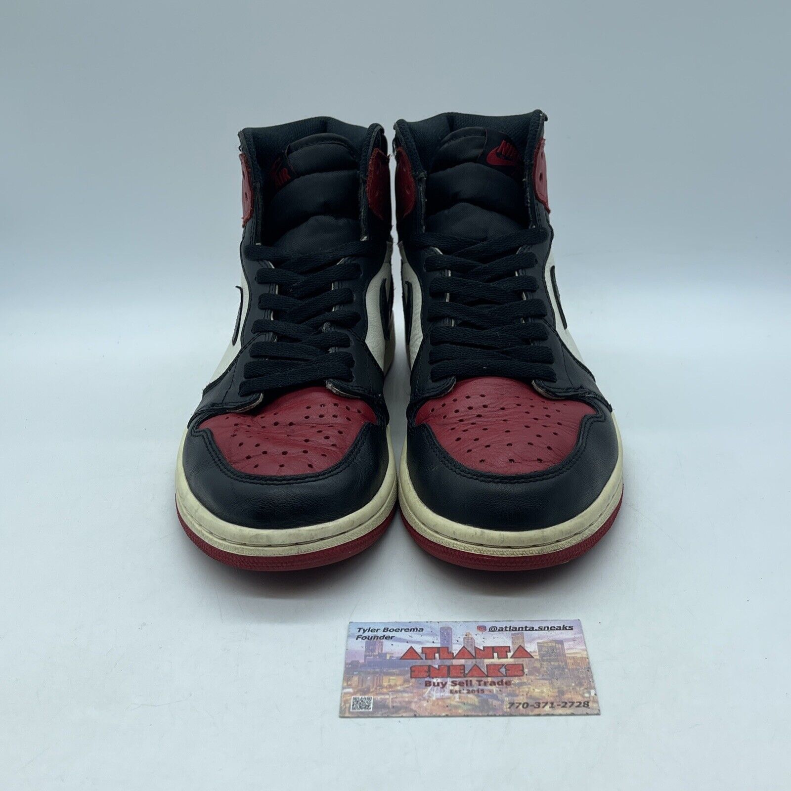 Size 8 - Jordan 1 Retro OG High Bred Toe Black Red White Leather (555088-610)