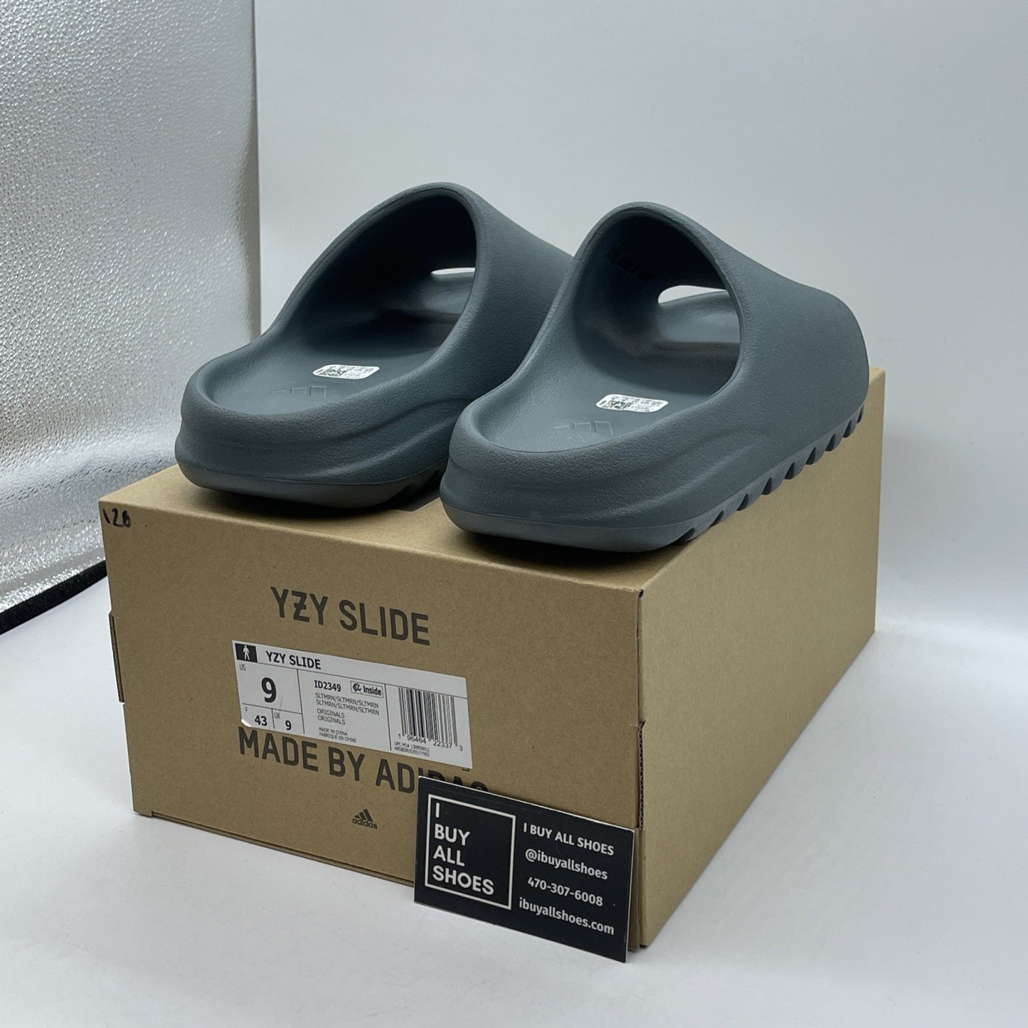 Size 9 - Yeezy Slide Slate Marine Grey Rubber (ID2349)