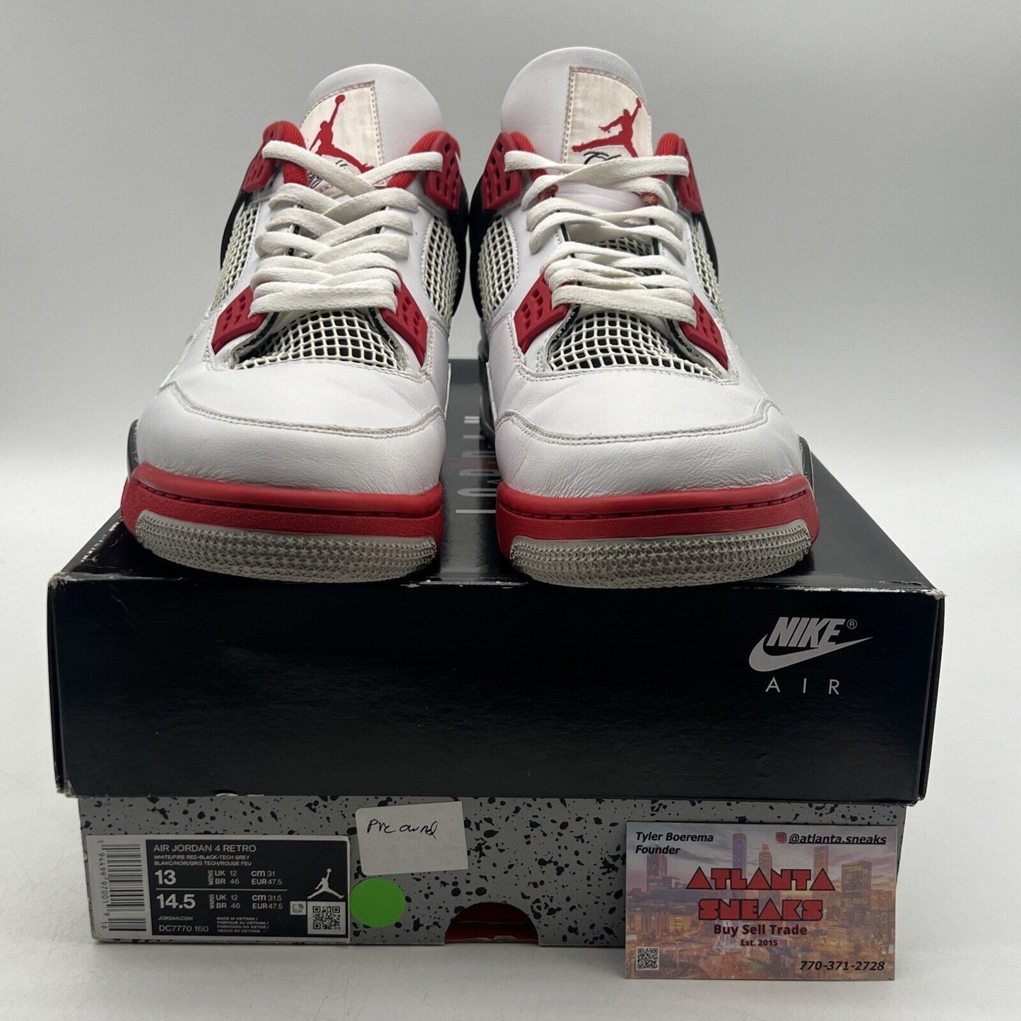 Size 13 - Jordan 4 Retro OG Mid Fire Red Black White Leather (DC7770-160)