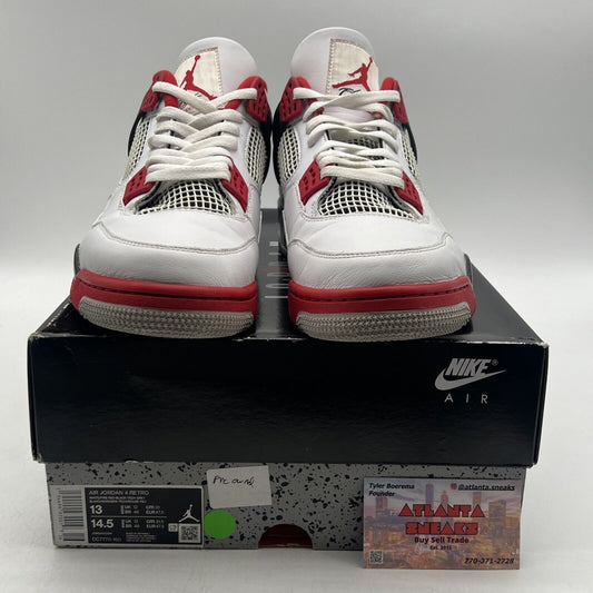 Size 13 - Jordan 4 Retro OG Mid Fire Red Black White Leather (DC7770-160)
