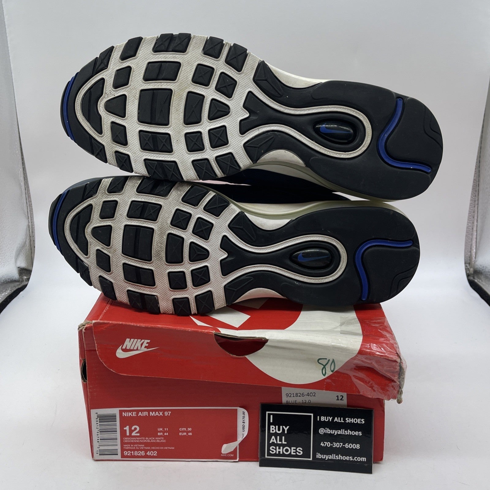 Size 12 - Nike Air Max 97 Obsidian Blue Leather Suede (921826-402)