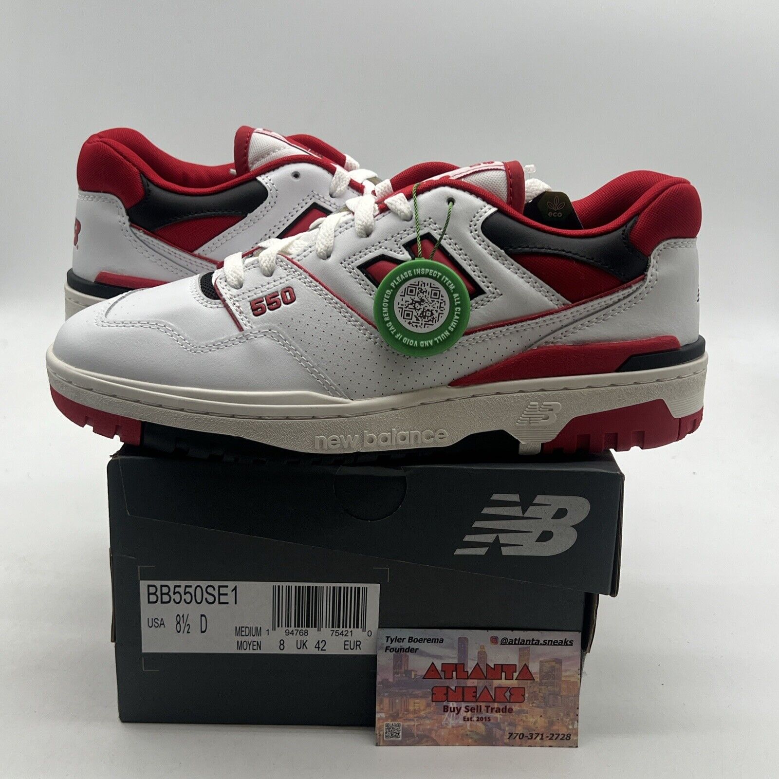 Size 8.5 - New Balance 550 White Team Red (BB550SE1)