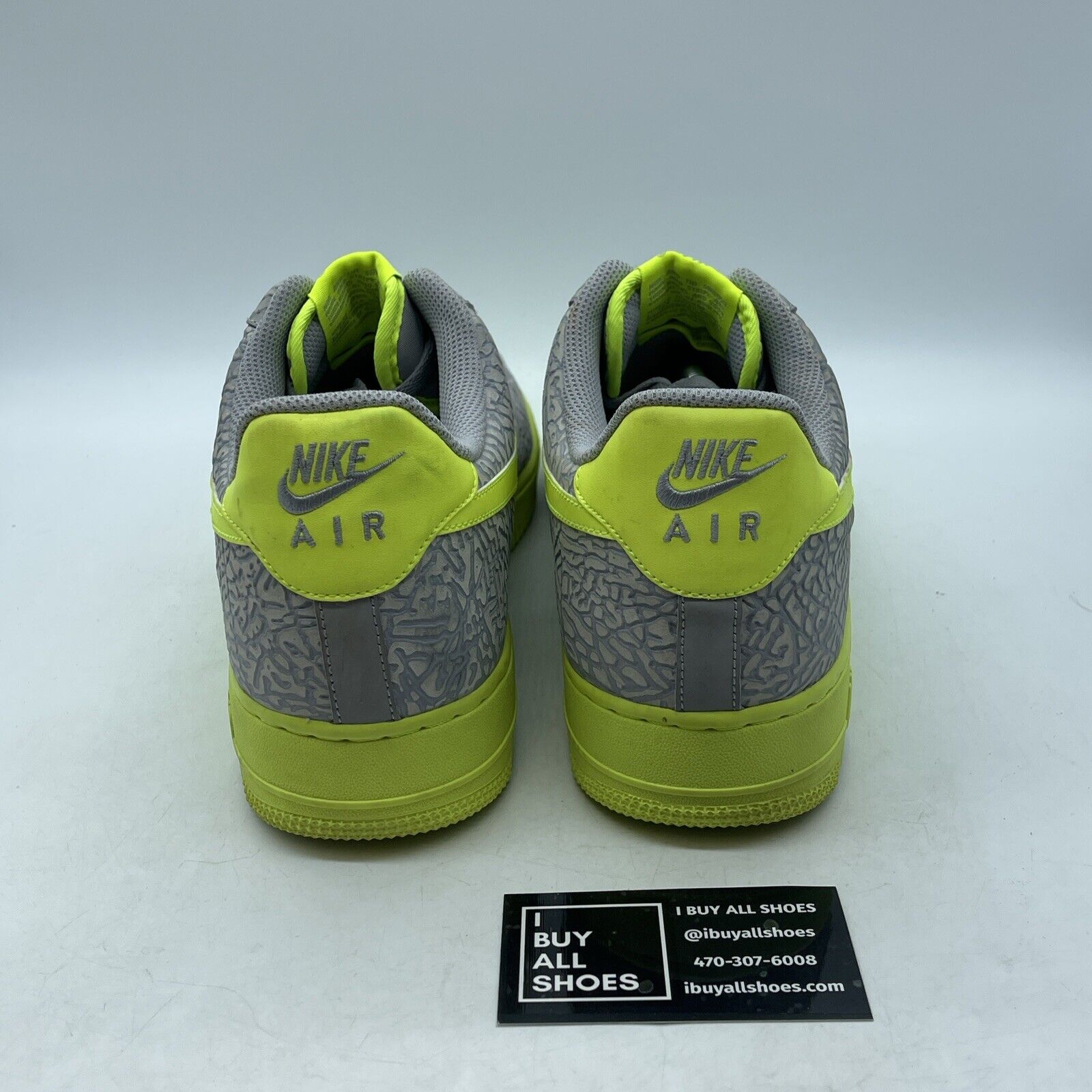 Size 13 - Nike Air Force 1 Low Elephant Volt Neon Green Grey Suede (488298-041)