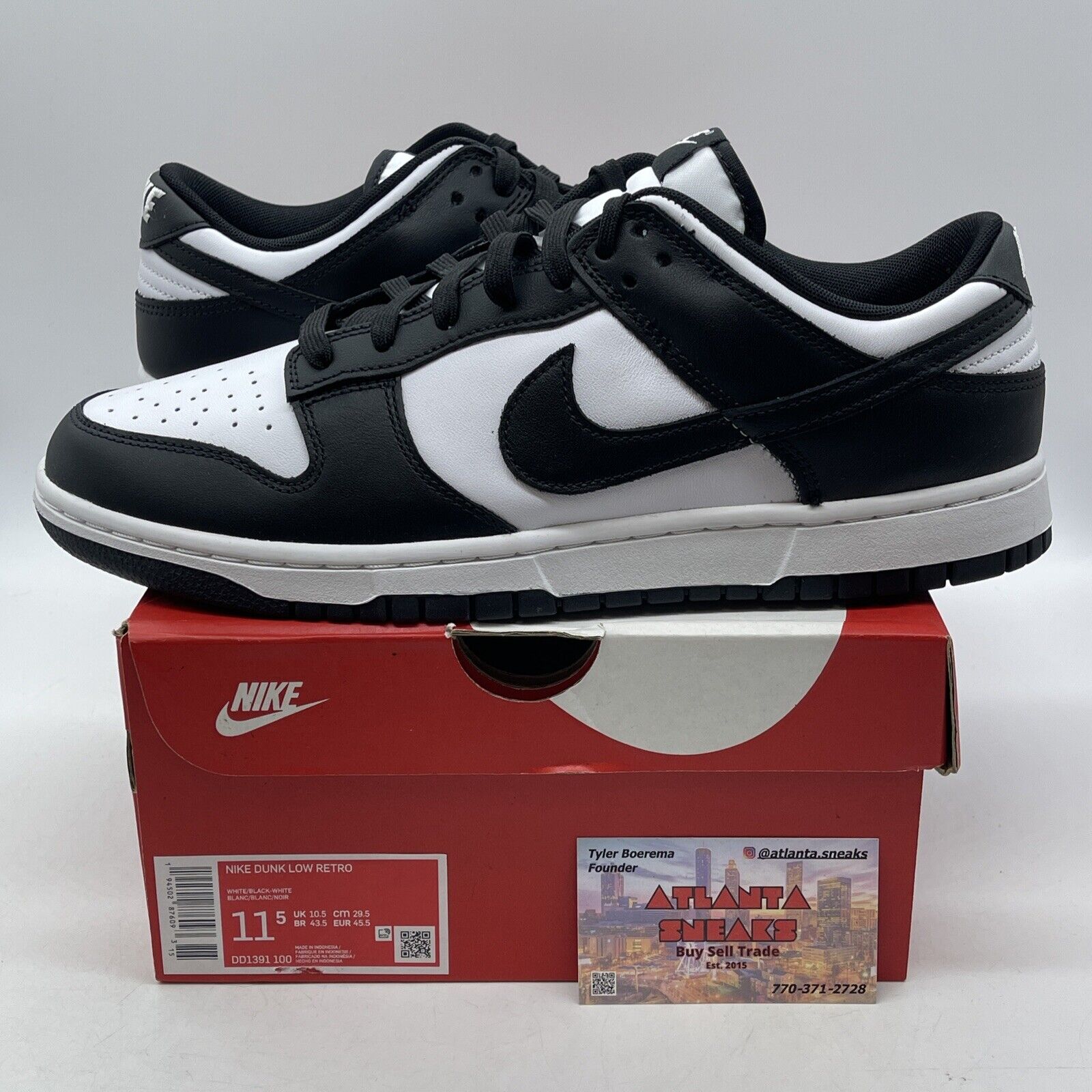 Size 11.5 - Nike Dunk Low Black White Leather (DD1391-100)