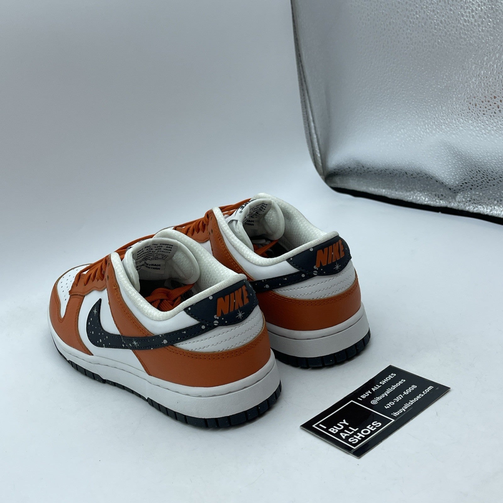 Size 7.5 - Nike Dunk Low Starry Swoosh Orange Black Leather (FV6909-800)