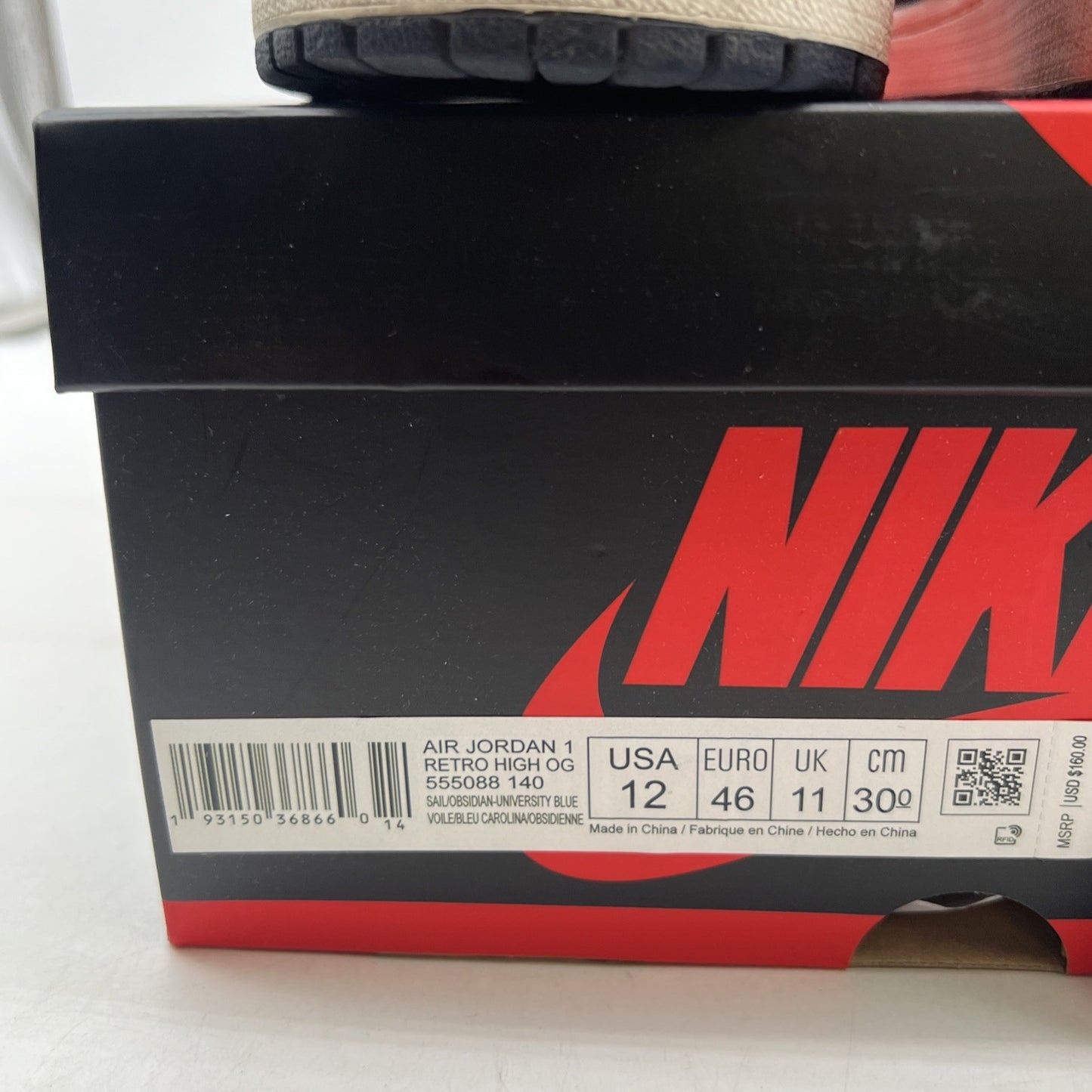 Size 12 - Air Jordan 1 Retro OG High Obsidian UNC 2019 (555088-140)