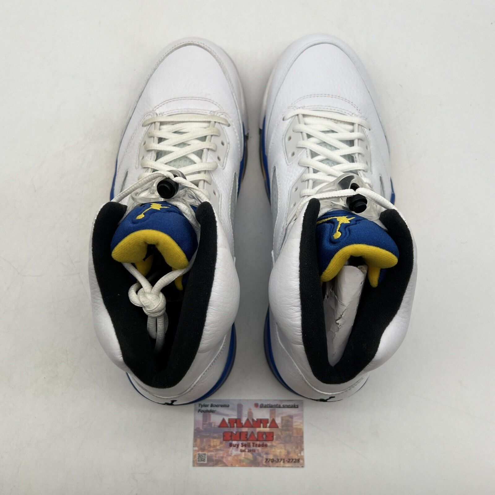 Size 11.5 - Air Jordan 5 Retro 2013 Laney White Yellow Blue Leather (136127-189)