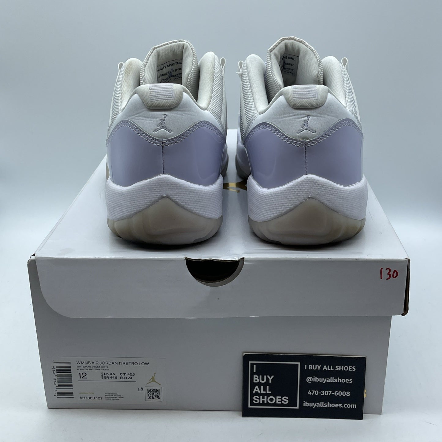 Size 12W- Air Jordan 11 Retro Low Pure Violet Purple White Leather (AH7860-101)