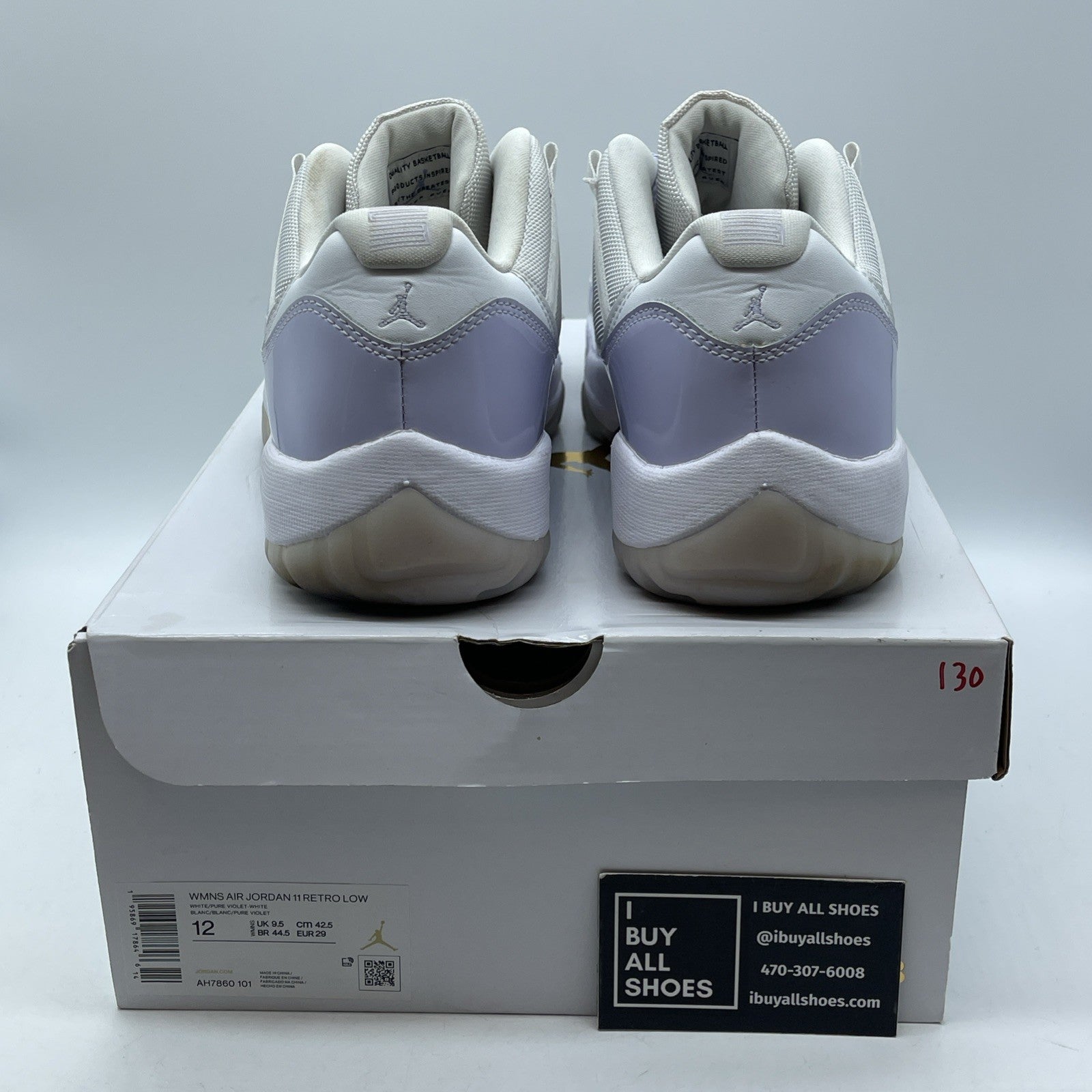 Size 12W- Air Jordan 11 Retro Low Pure Violet Purple White Leather (AH7860-101)
