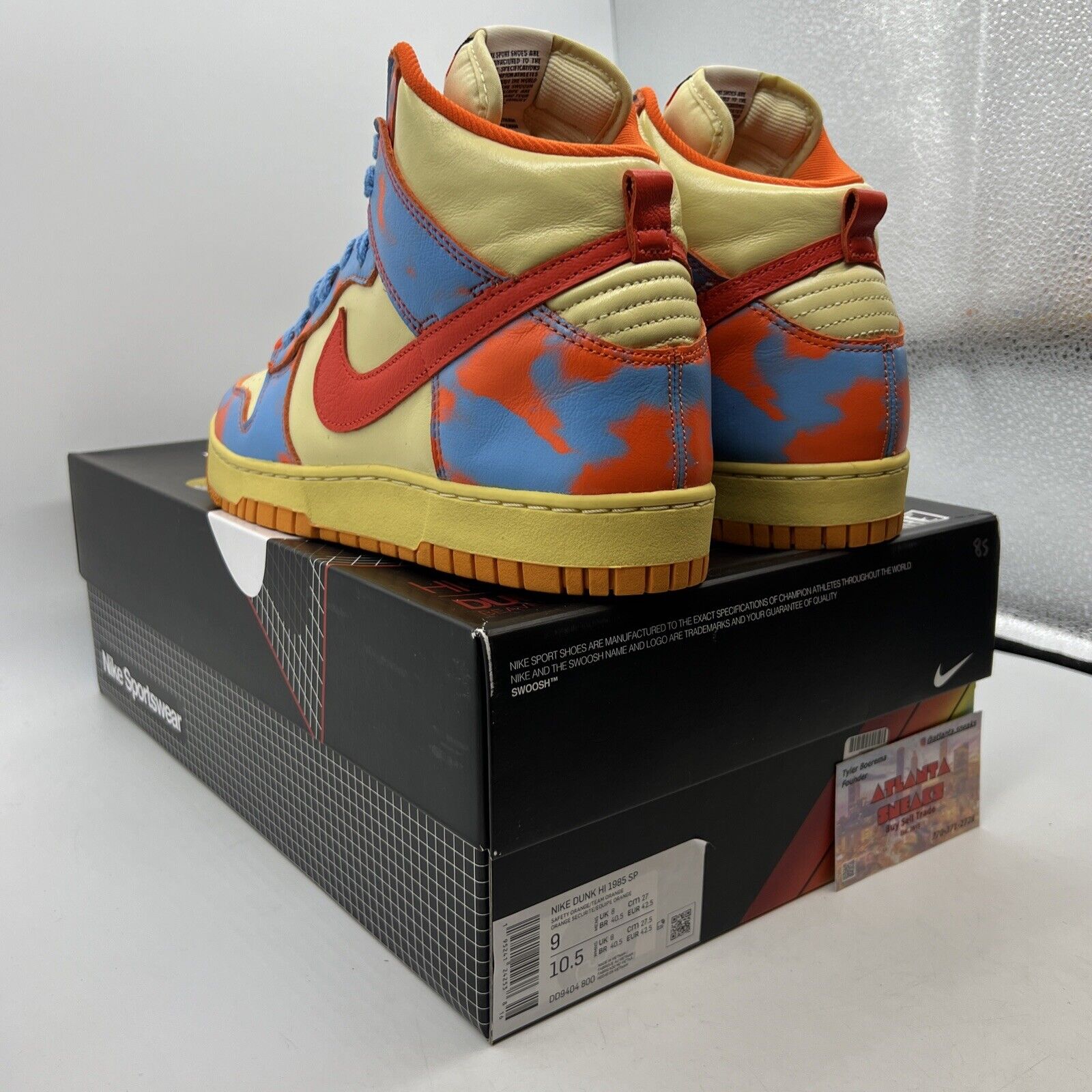 Size 9 - Nike Dunk 1985 High Orange Acid Wash Blue Leather (DD9404-800)