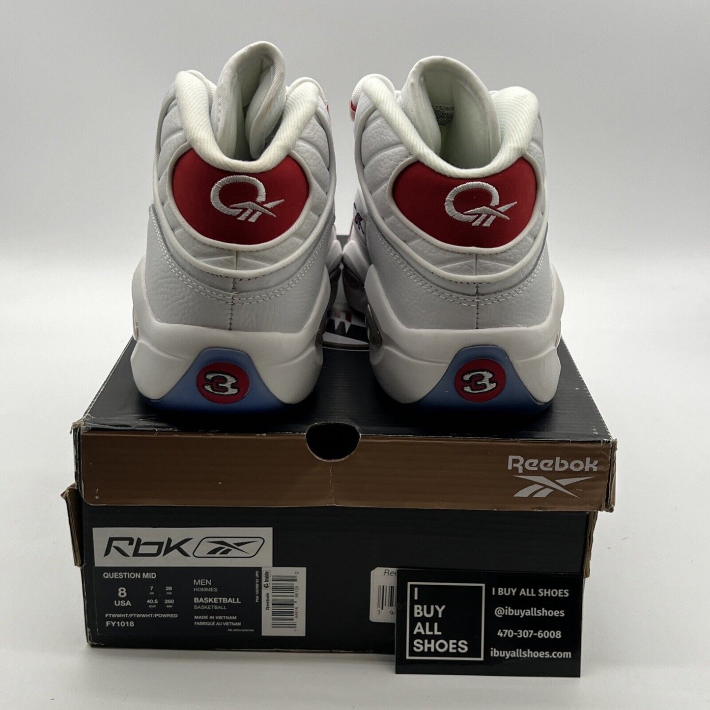 Size 8 - Reebok Question OG 2020 Mid Red Toe (FY1018)