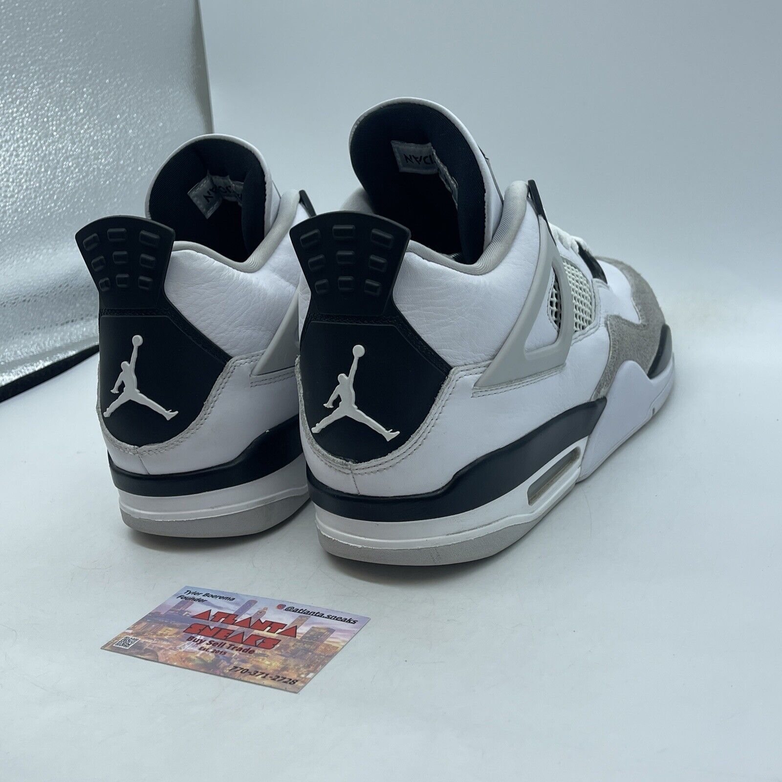 Size 12 - Jordan 4 Retro Mid Military Black White Leather Grey Suede (DH6926-111