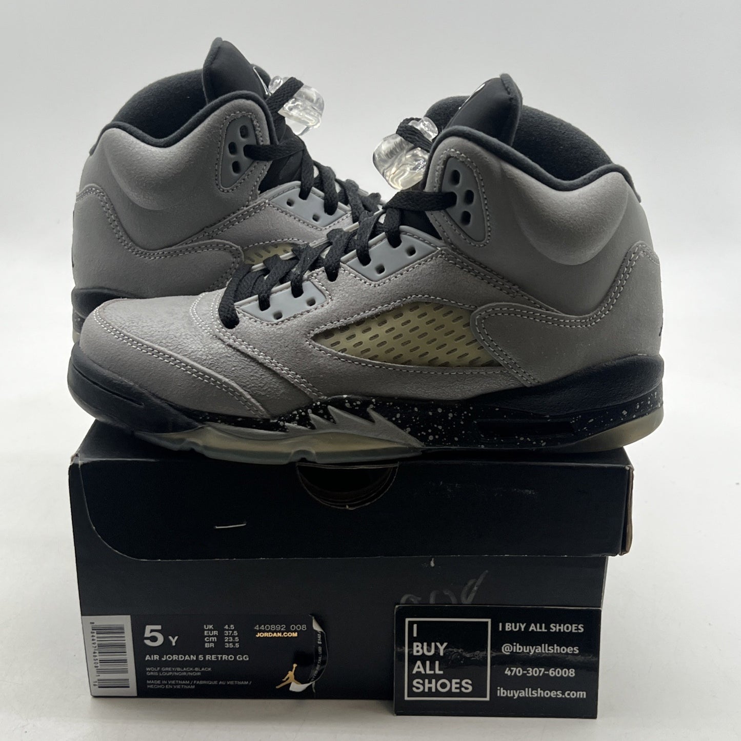 Size 5Y - Air Jordan 5 V Retro GS Wolf Grey (440892-008)