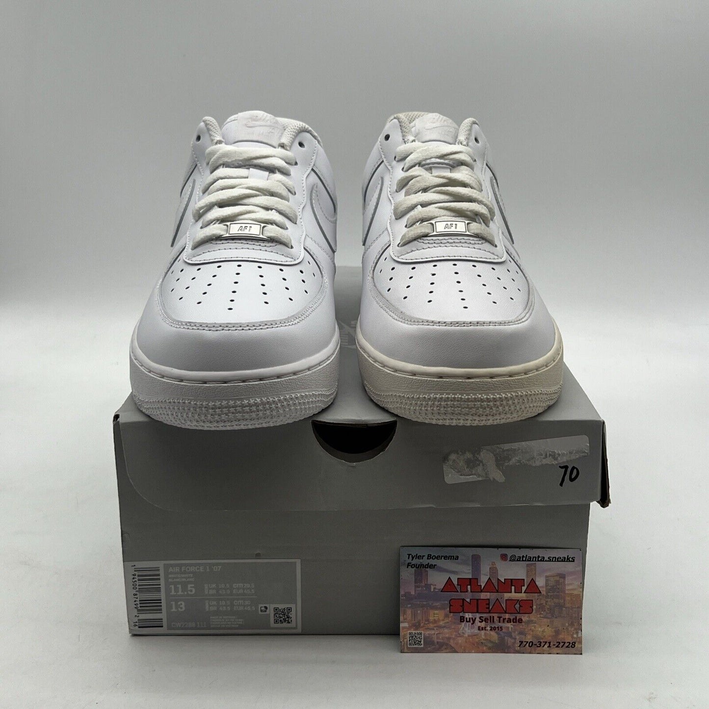 Size 11.5 - Nike Air Force 1 '07 Low Triple White (CW2288-111)