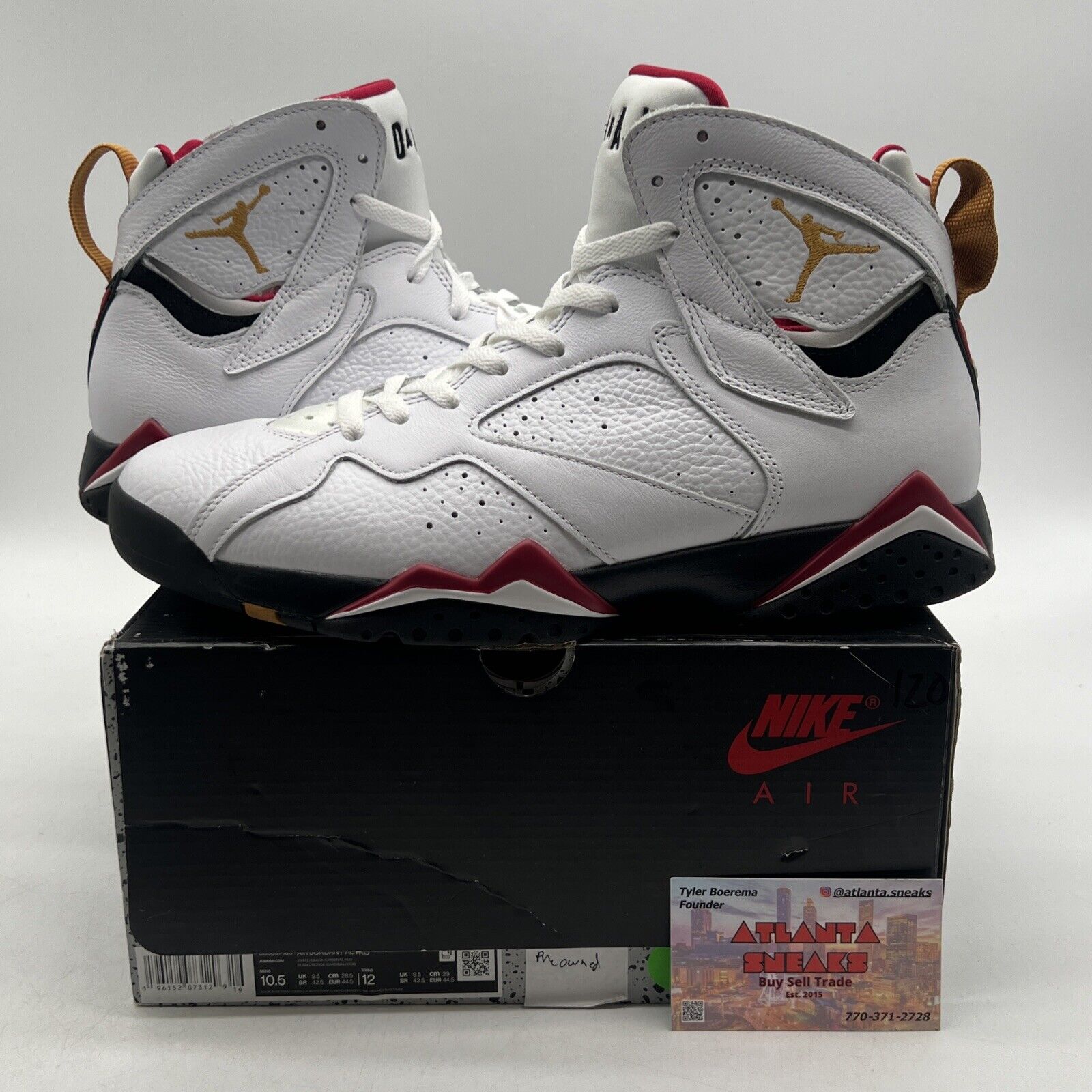 Size 10.5 - Jordan 7 Cardinal 2022 White Red Black Yellow (CU9307-106)