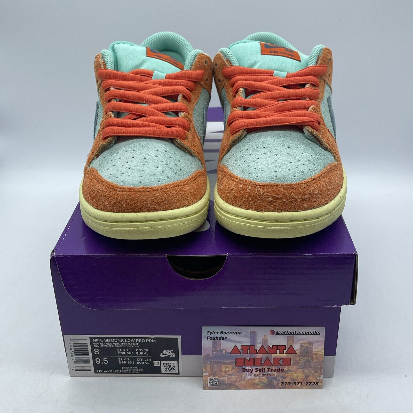 Size 8 - Nike Dunk SB Low Orange Emerald Rise Blue Yellow Suede (DV5429-800)