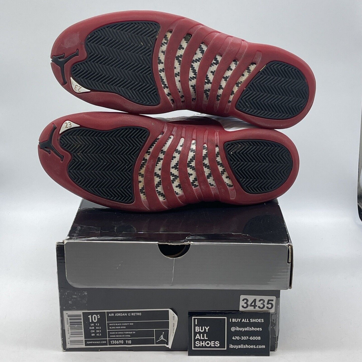 Size 10.5 - Air Jordan 12 Retro 2009 Cherry Black White Leather (130690-110)