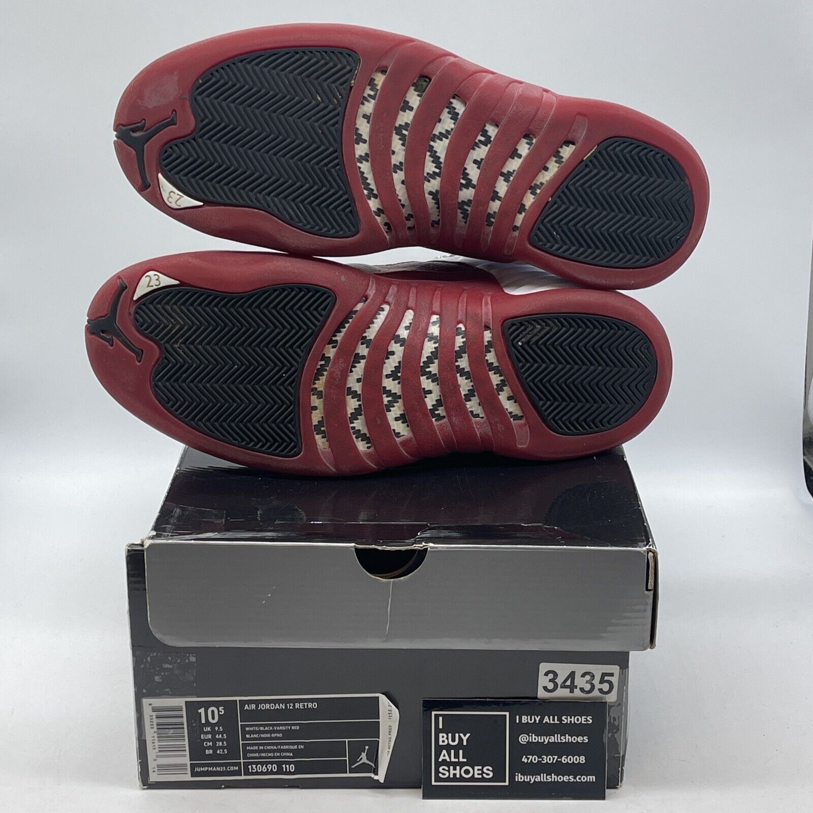 Size 10.5 - Air Jordan 12 Retro 2009 Cherry Black White Leather (130690-110)