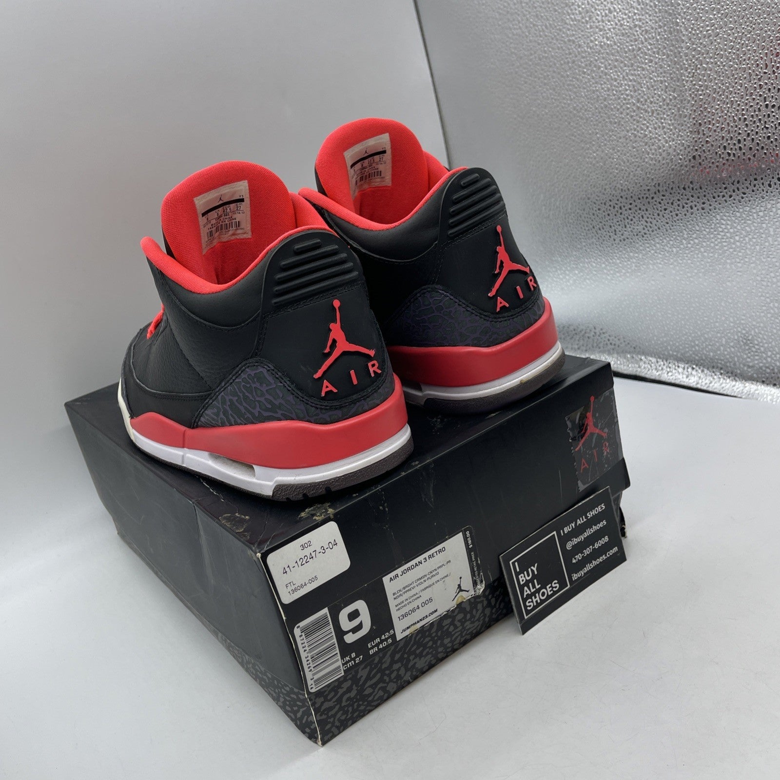 Size 9 - Air Jordan 3 Retro Crimson (136064-005)