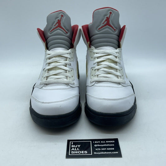 Size 9.5 - Air Jordan 5 Retro 2013 Fire Red White Black Leather (136027-100)