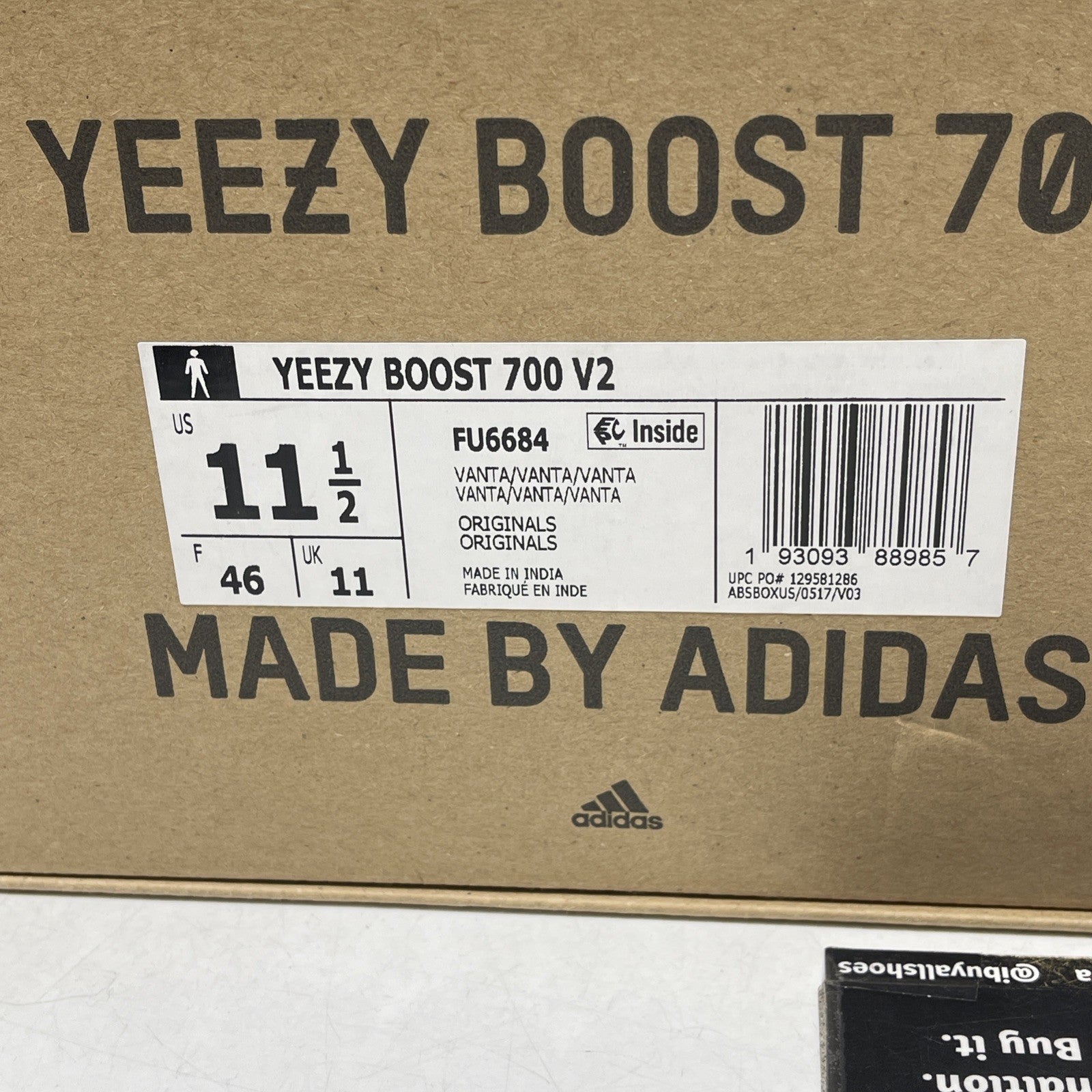 Size 11.5 - adidas Yeezy Boost 700 V2 Vanta (FU6684)