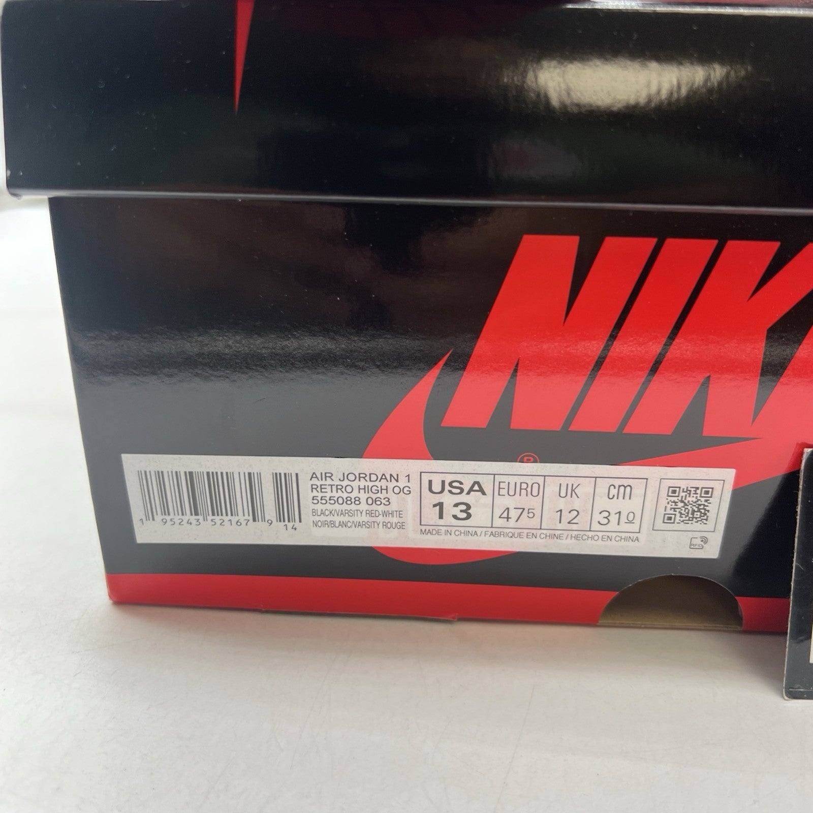 Size 13 - Air Jordan 1 Retro OG High Patent Bred (555088-063)