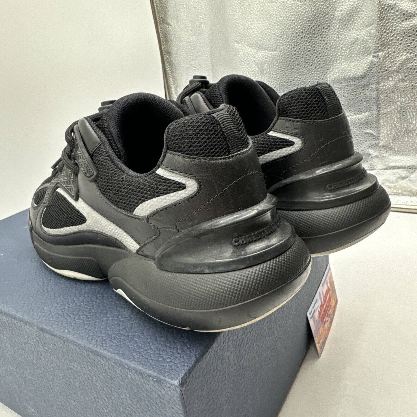 Size 9 / 42  - Dior B24 Black Silver Reflective Replacement Box Under Retail !!