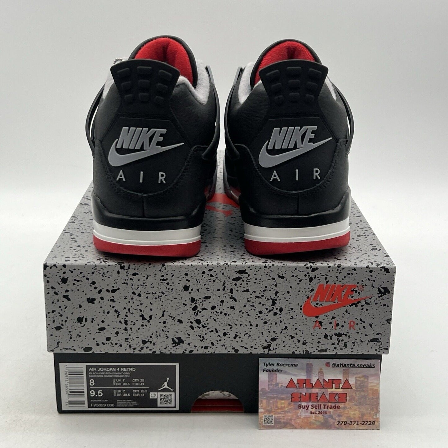 Size 8 - Air Jordan 4 Retro Bred Reimagined Black White Red Leather (FV5029-006)