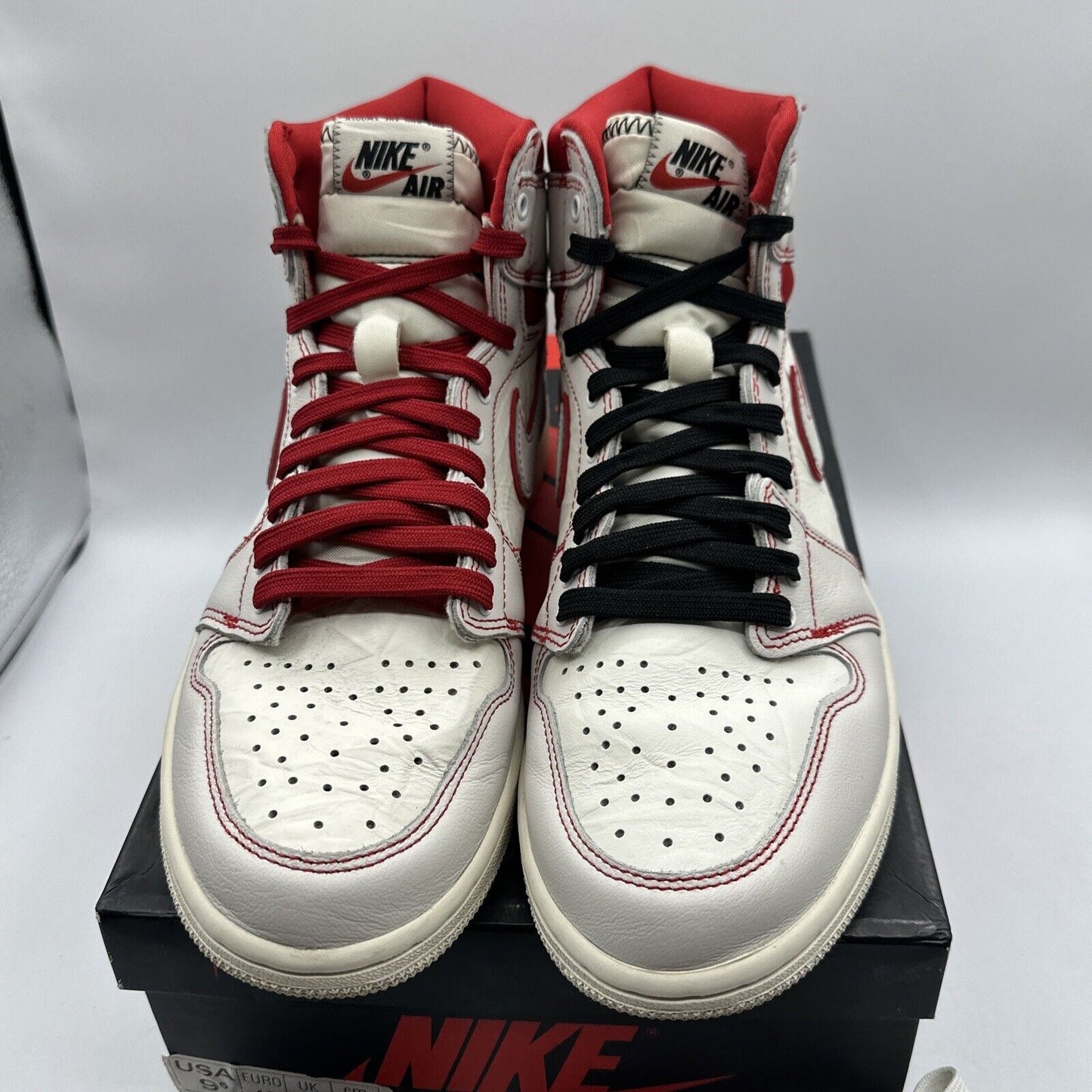 Size 9.5 - Jordan 1 Retro High OG Phantom 2019 White Red Black Cracked Leathers