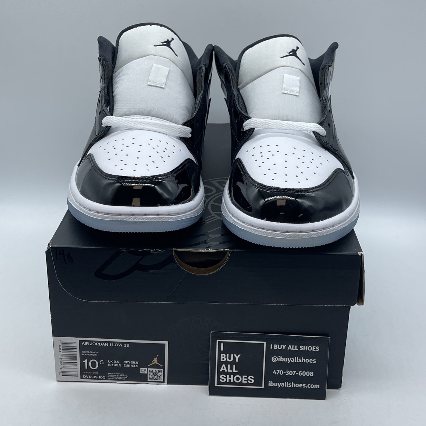 Size 10.5 - Jordan 1 Low SE Concord Black White Leather (DV1309-100)