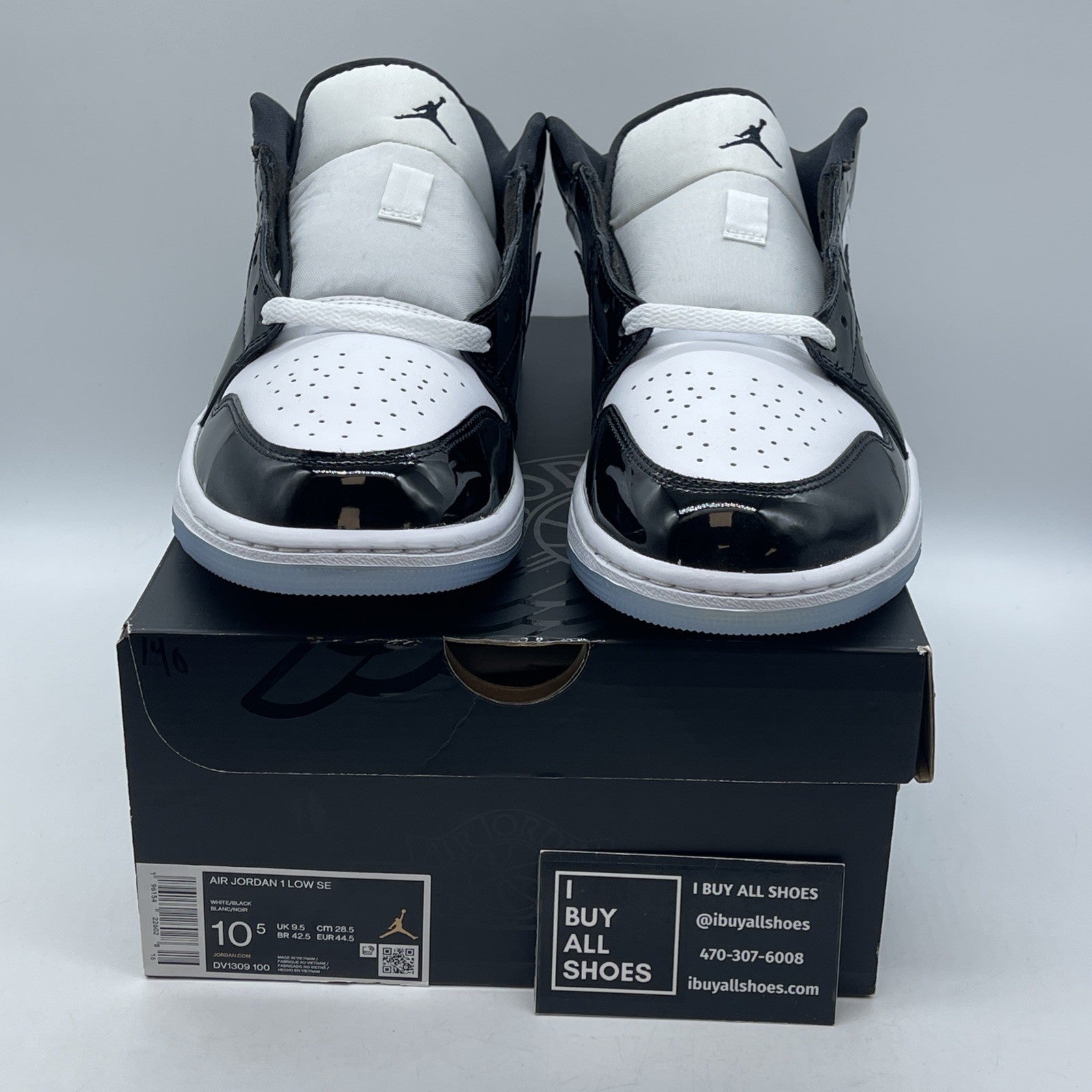 Size 10.5 - Jordan 1 Low SE Concord Black White Leather (DV1309-100)