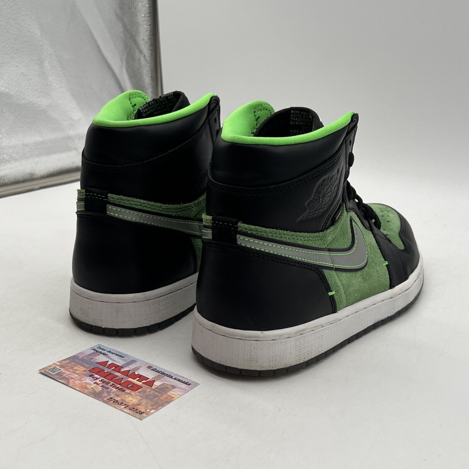 Size 9.5 - Air Jordan 1 Zoom High Zen Green Black White Suede (CK6637-002)