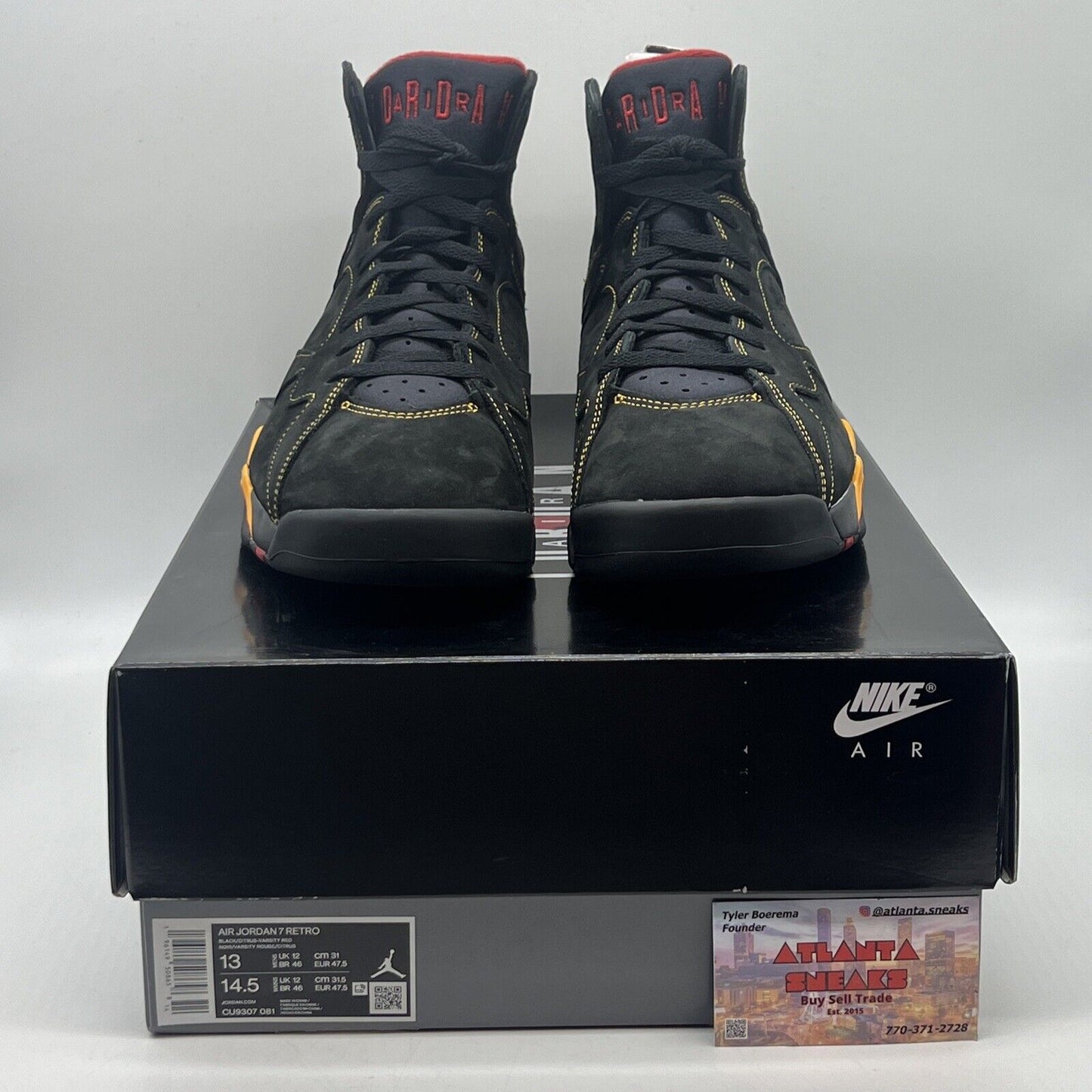 Size 13 - Jordan 7 Retro Citrus Brand New Of All Black Red