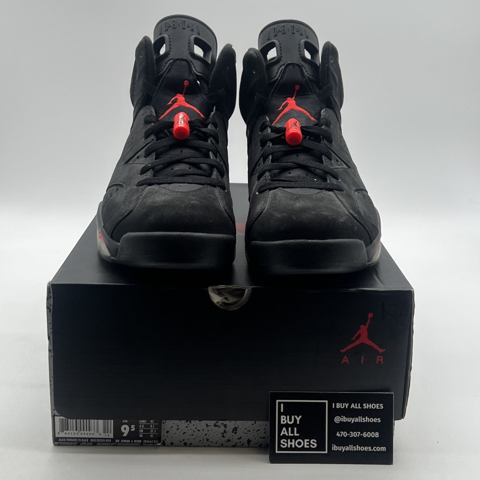 Size 9.5 - Air Jordan 6 Retro Infrared Black 2014 (384664-023)